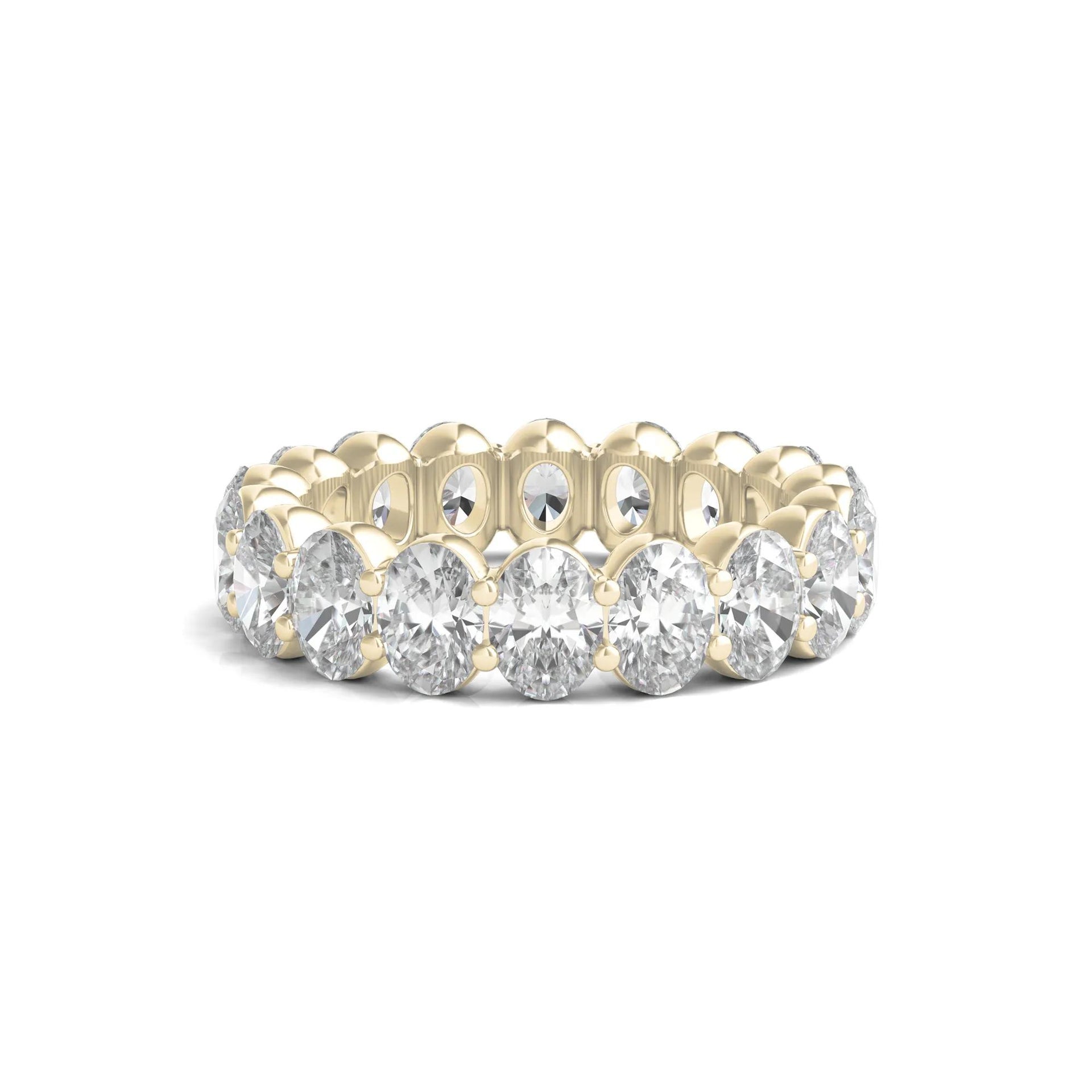 6 CT. Tw. Lab Grown Oval Diamond Eternity Band Ring 14K Yellow Gold Size 5 2mm