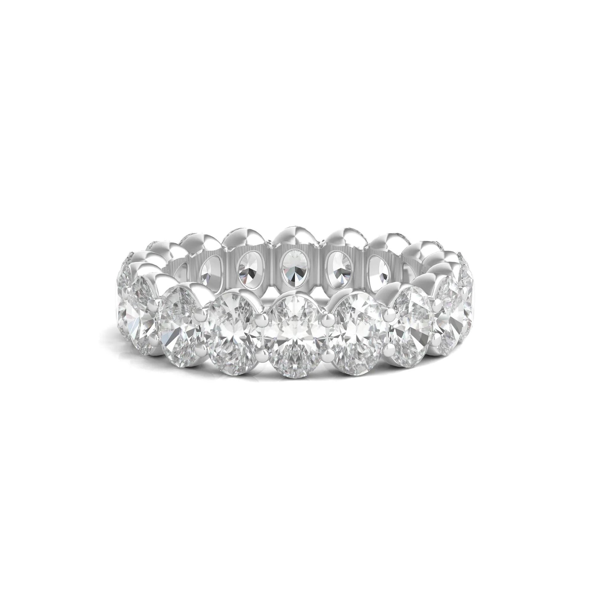 6 CT. Tw. Lab Grown Oval Diamond Eternity Band Ring Platinum White Size 5.5 2mm