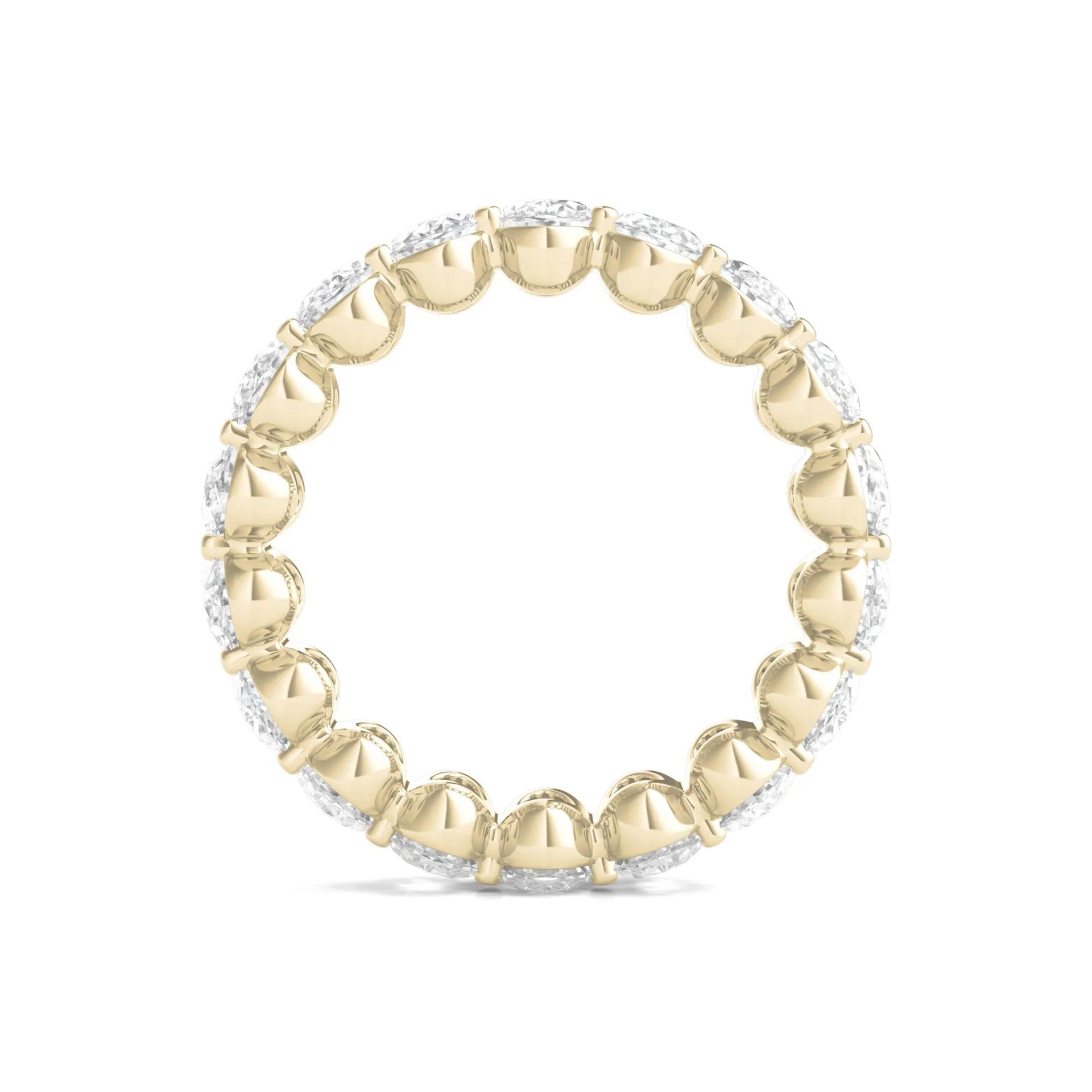 7 CT. Tw. Lab Grown Oval Diamond Eternity Band Ring 14K Yellow Gold Size 4.5 2mm
