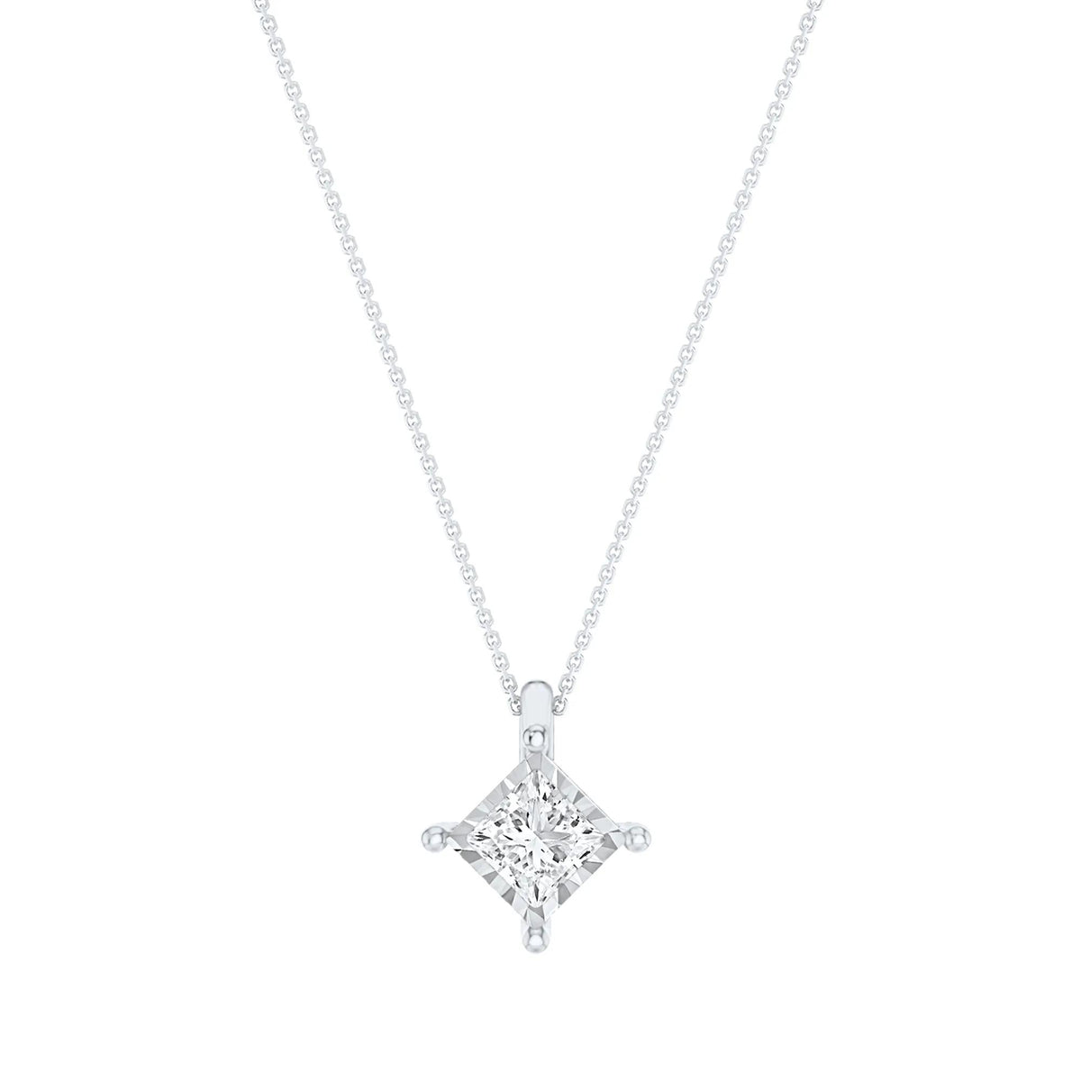 1/3 CT. Tw. Lab Grown Princess-Cut Diamond Illusion Pendant Necklace 10K White Gold Size 18"