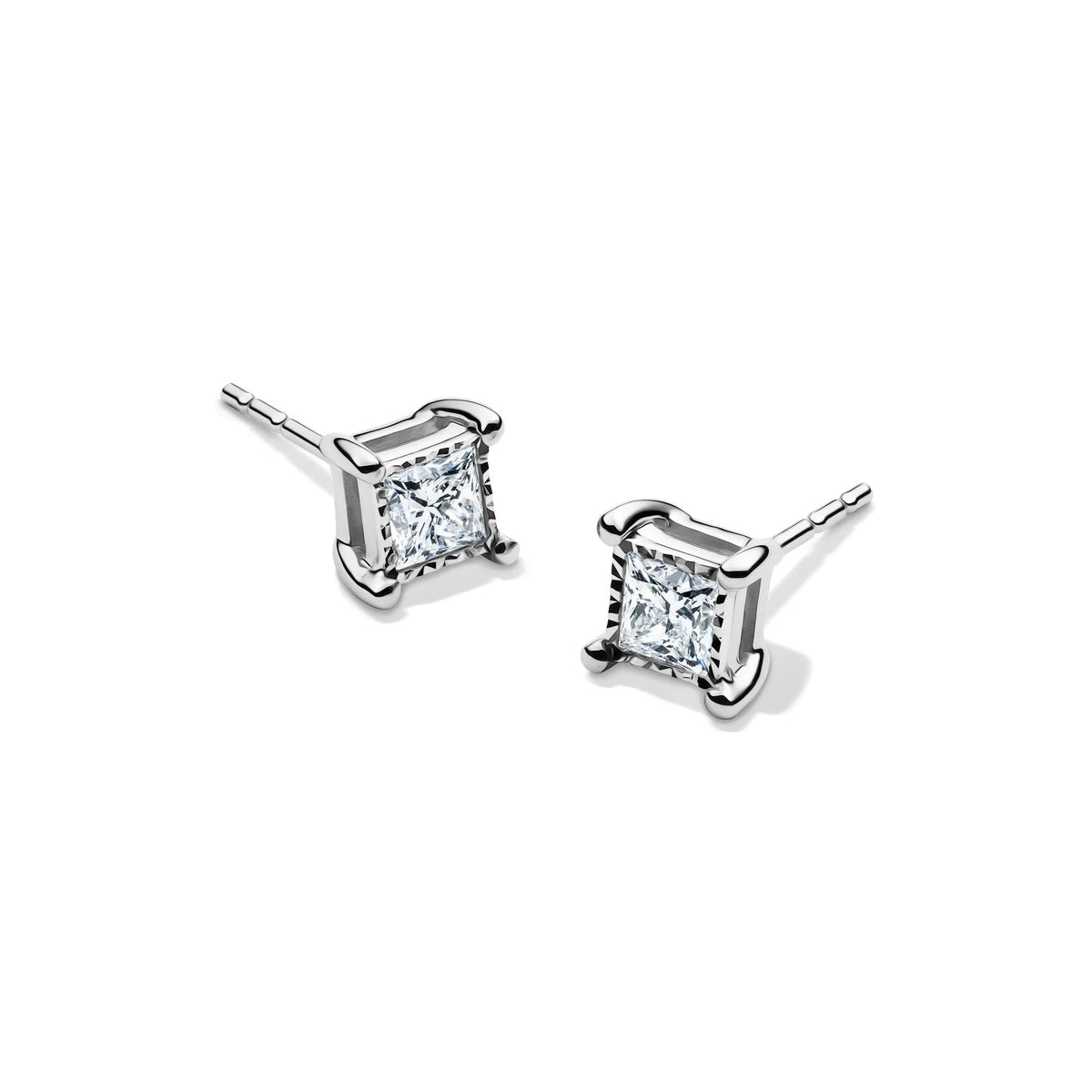 1/2 CT. Tw. Lab Grown Princess-Cut Diamond Illusion Stud Earrings 10K White Gold Size 6.30mm