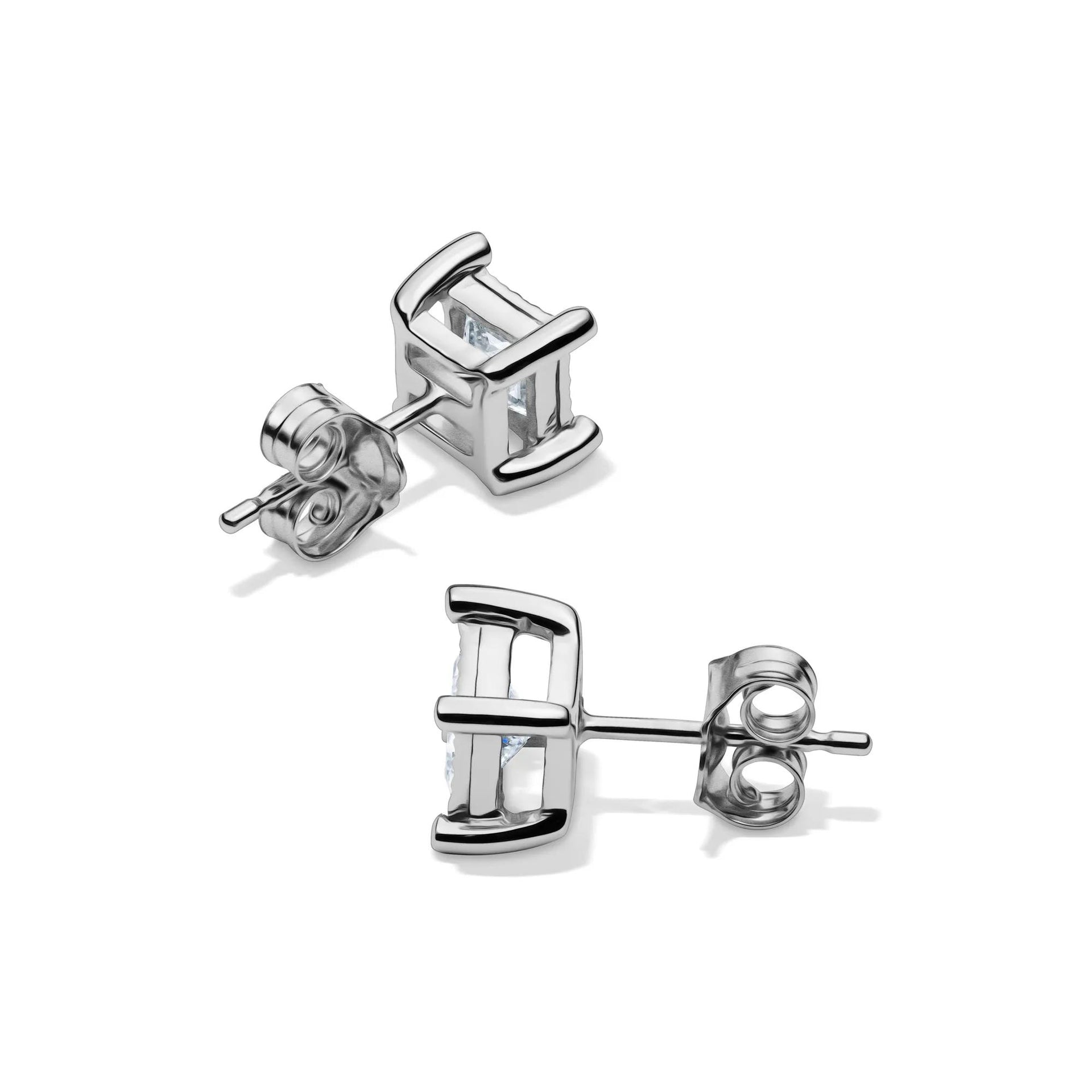 3/4 CT. Tw. Lab Grown Princess-Cut Diamond Illusion Stud Earrings 10K White Gold Size 6.30mm