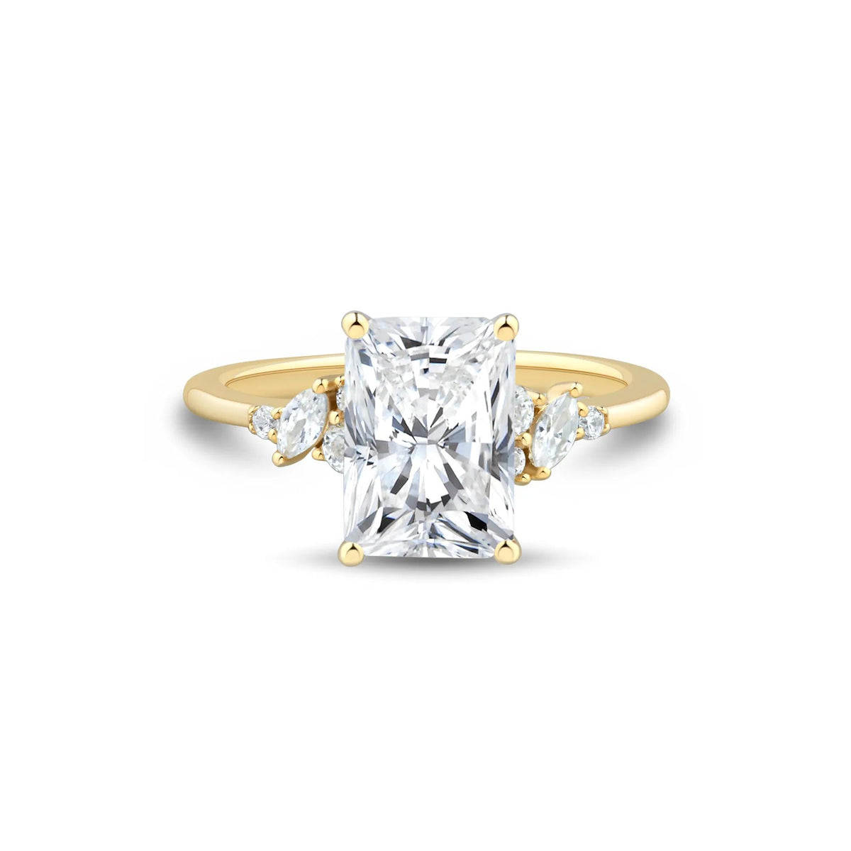 3 1/3 CT. Tw. Lab Grown Radiant-Cut Diamond Engagement Ring 14K Yellow Gold Size 8.5 1.5mm