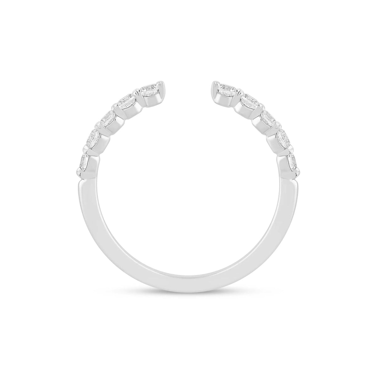 1/2 CT. Tw. Lab Grown Round Diamond Open Band Ring 14K White Gold Size 6.5 1mm