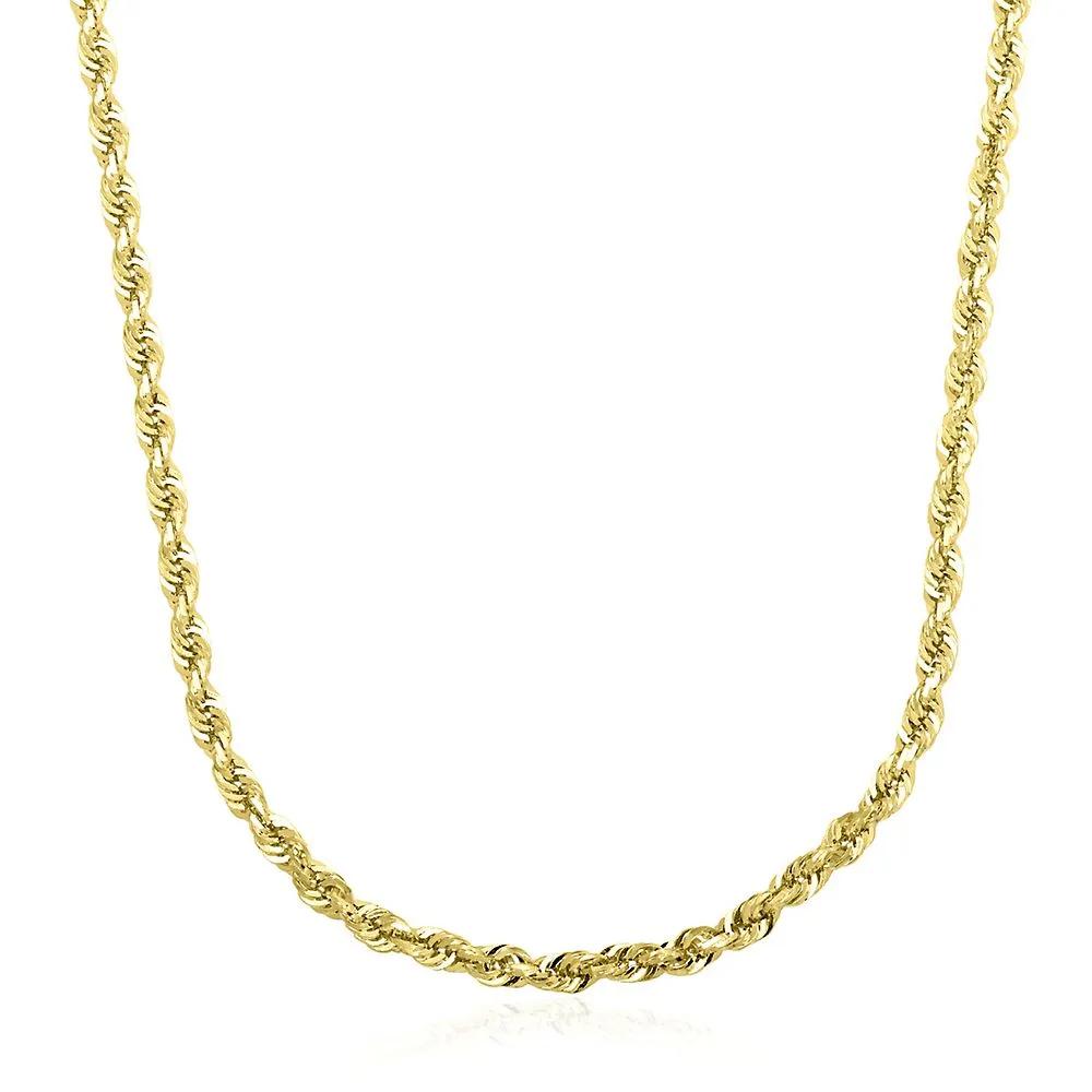 Light Glitter Rope Chain 14K Yellow Gold Necklace Size 24"