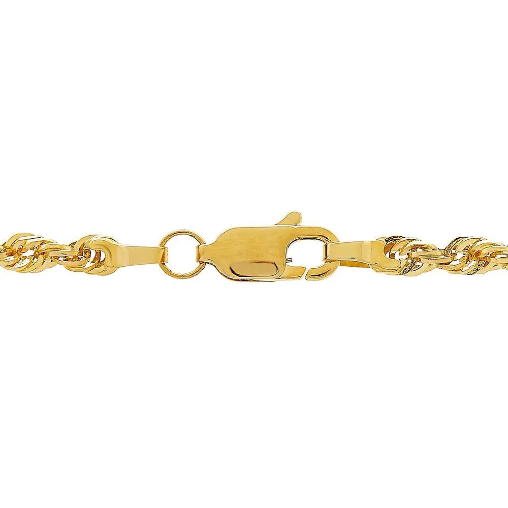 Glitter Rope Chain 14K Yellow Gold Necklace Size 22"