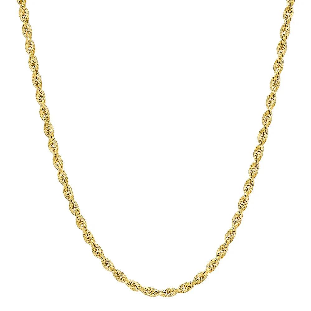 Glitter Rope Chain 14K Yellow Gold Necklace Size 22"
