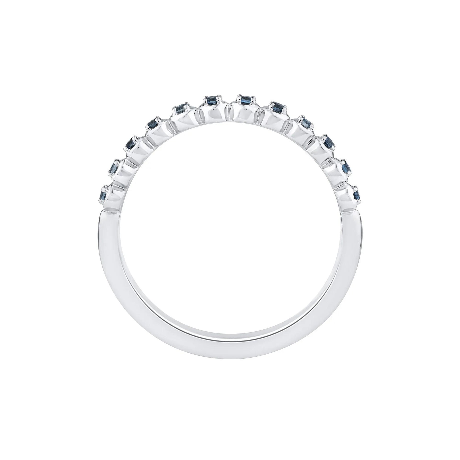 London Blue Topaz Round Band Ring 10K White Gold Size 8 2mm