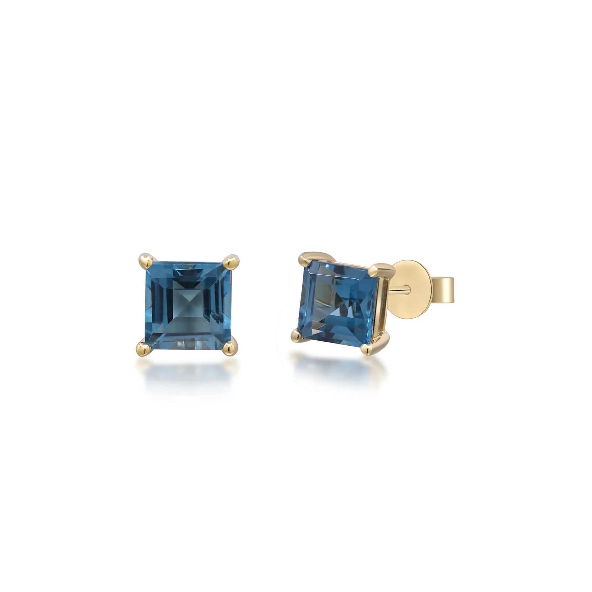 London Blue Topaz Studs 10K Yellow Gold Size 5.00mm