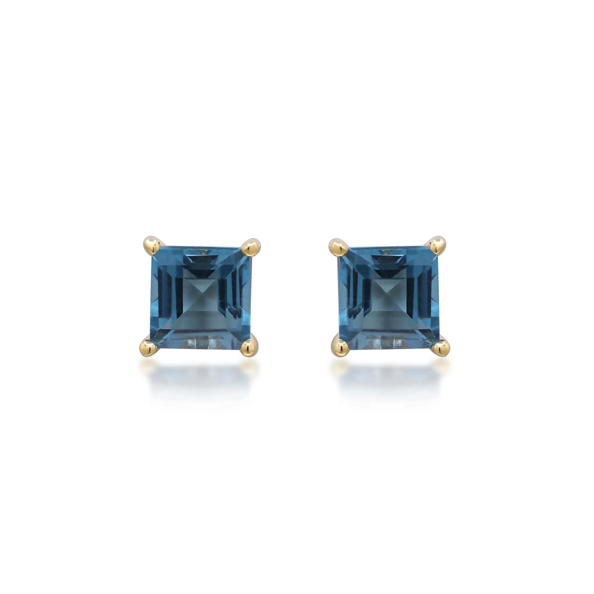 London Blue Topaz Studs 10K Yellow Gold Size 5.00mm