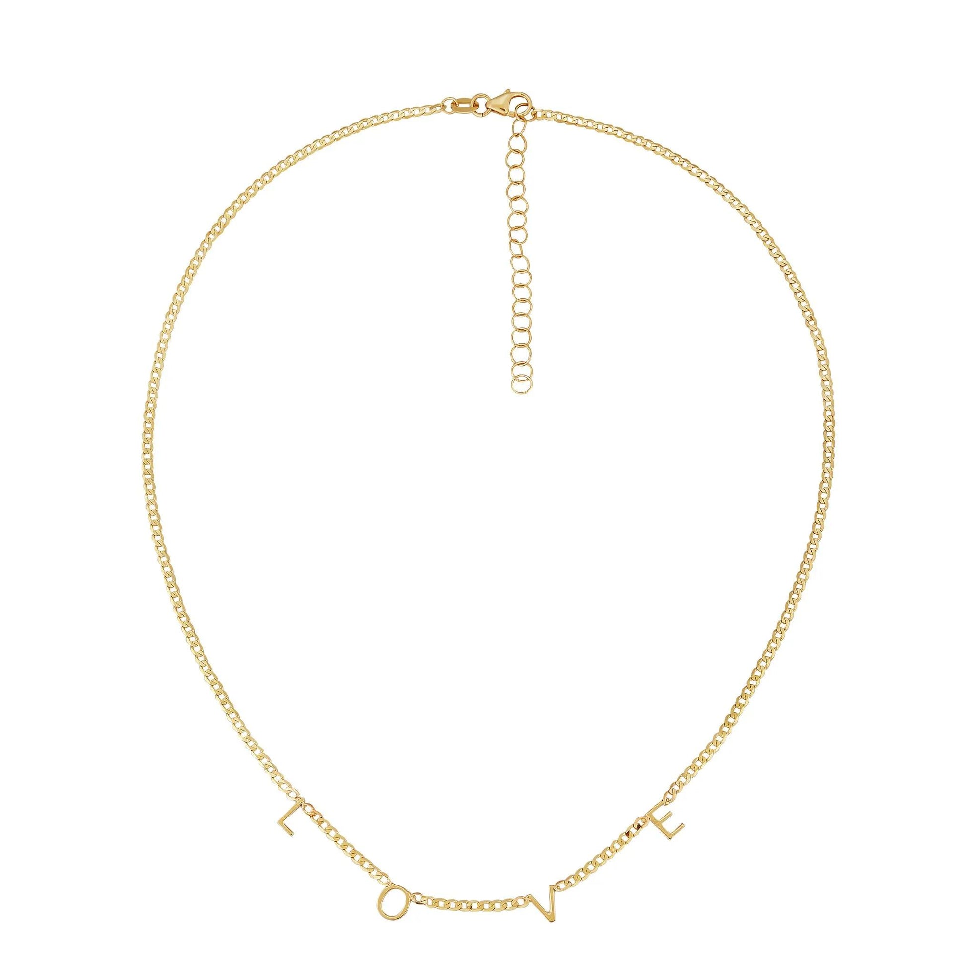 Love Curb Chain Necklace 10K Yellow Gold Size 16"
