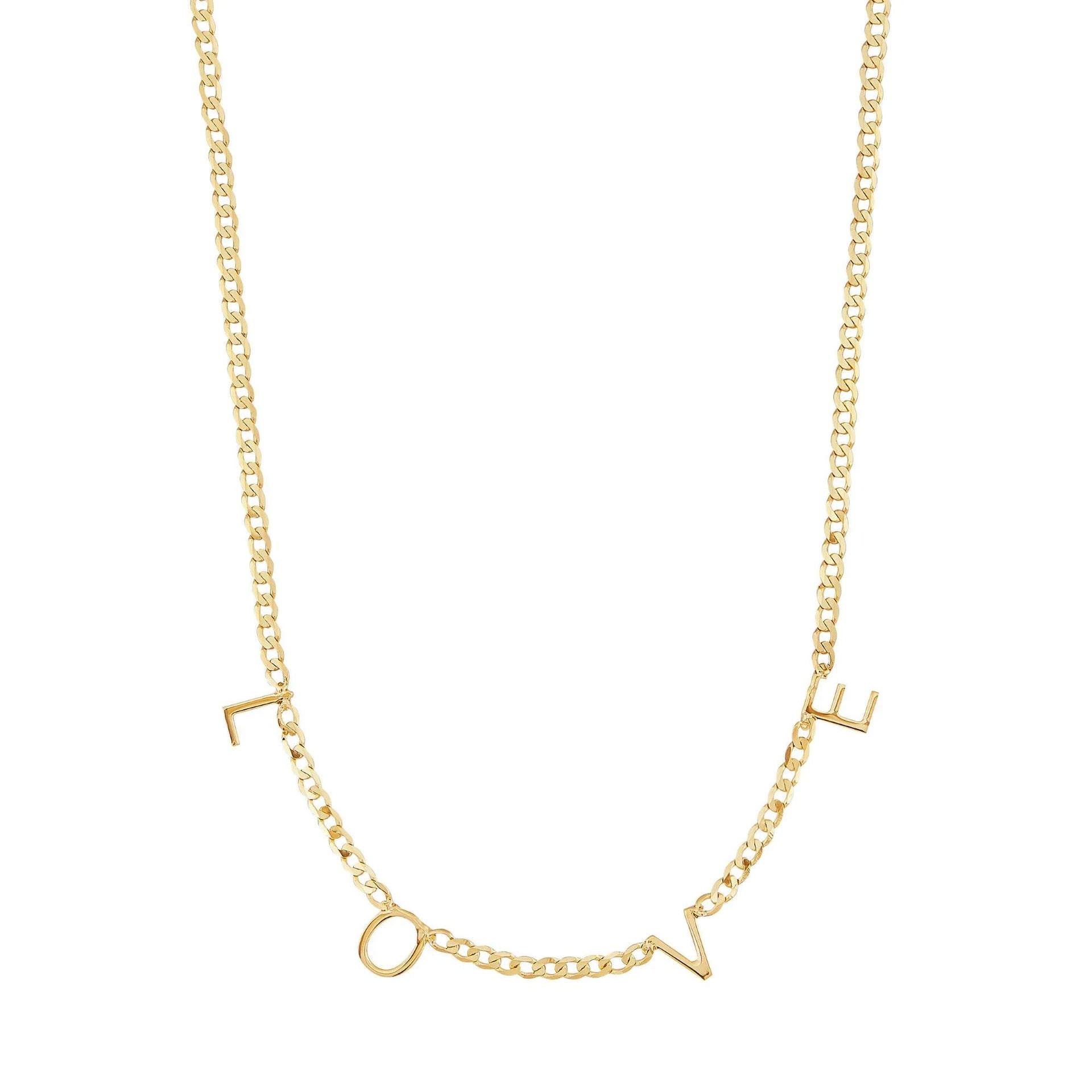 Love Curb Chain Necklace 10K Yellow Gold Size 16"