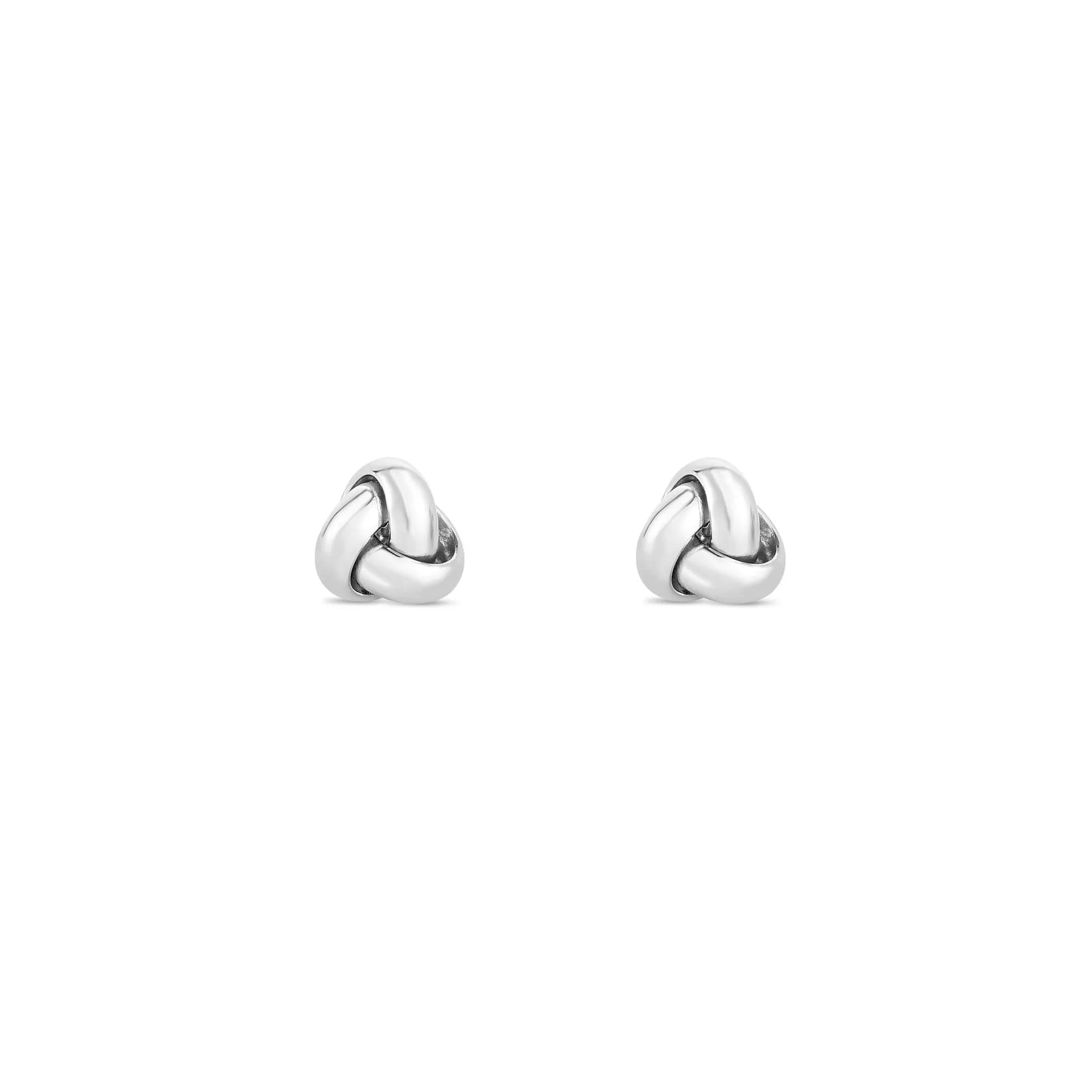 Love Knot Stud Earrings 14K White Gold Size 9.00mm