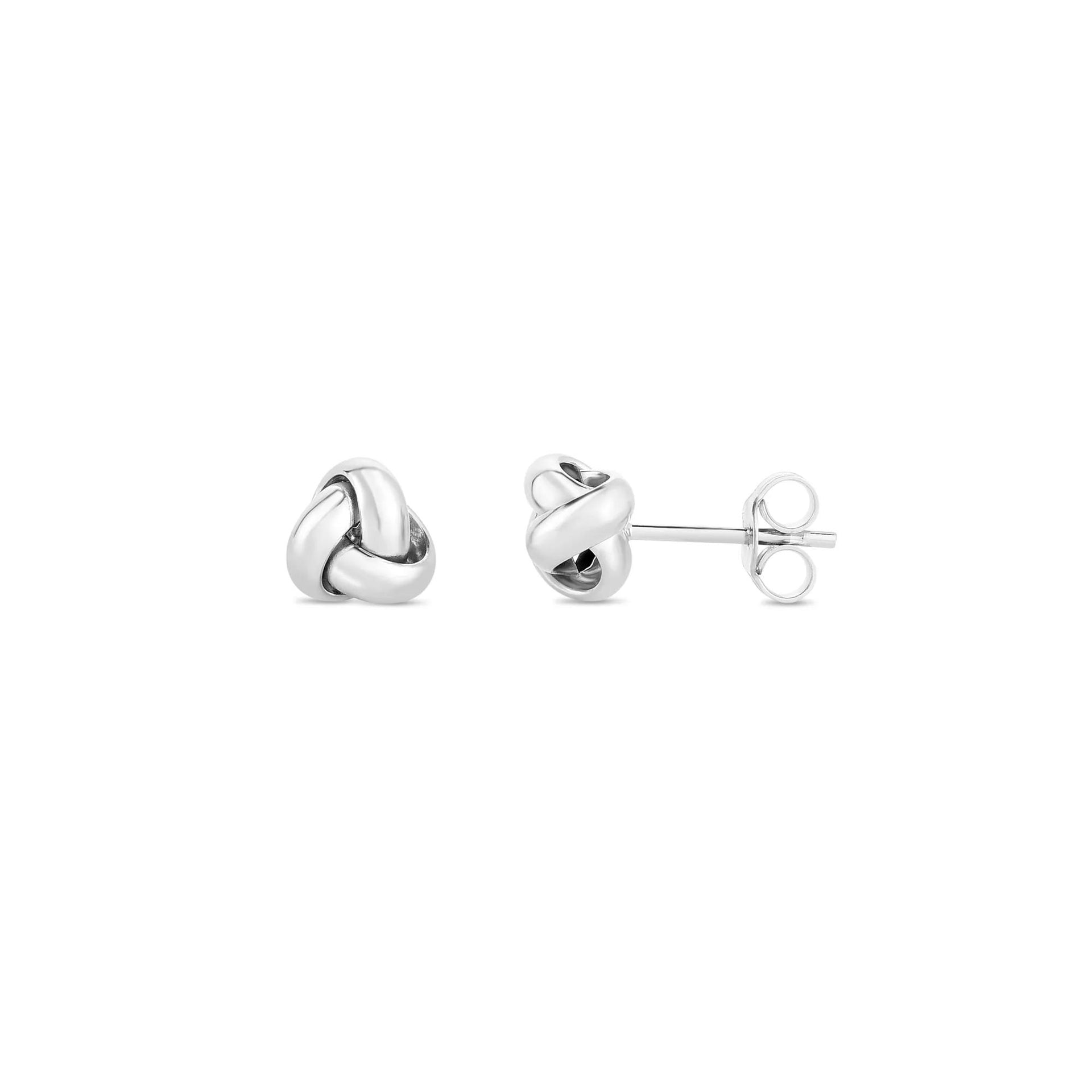 Love Knot Stud Earrings 14K White Gold Size 9.00mm