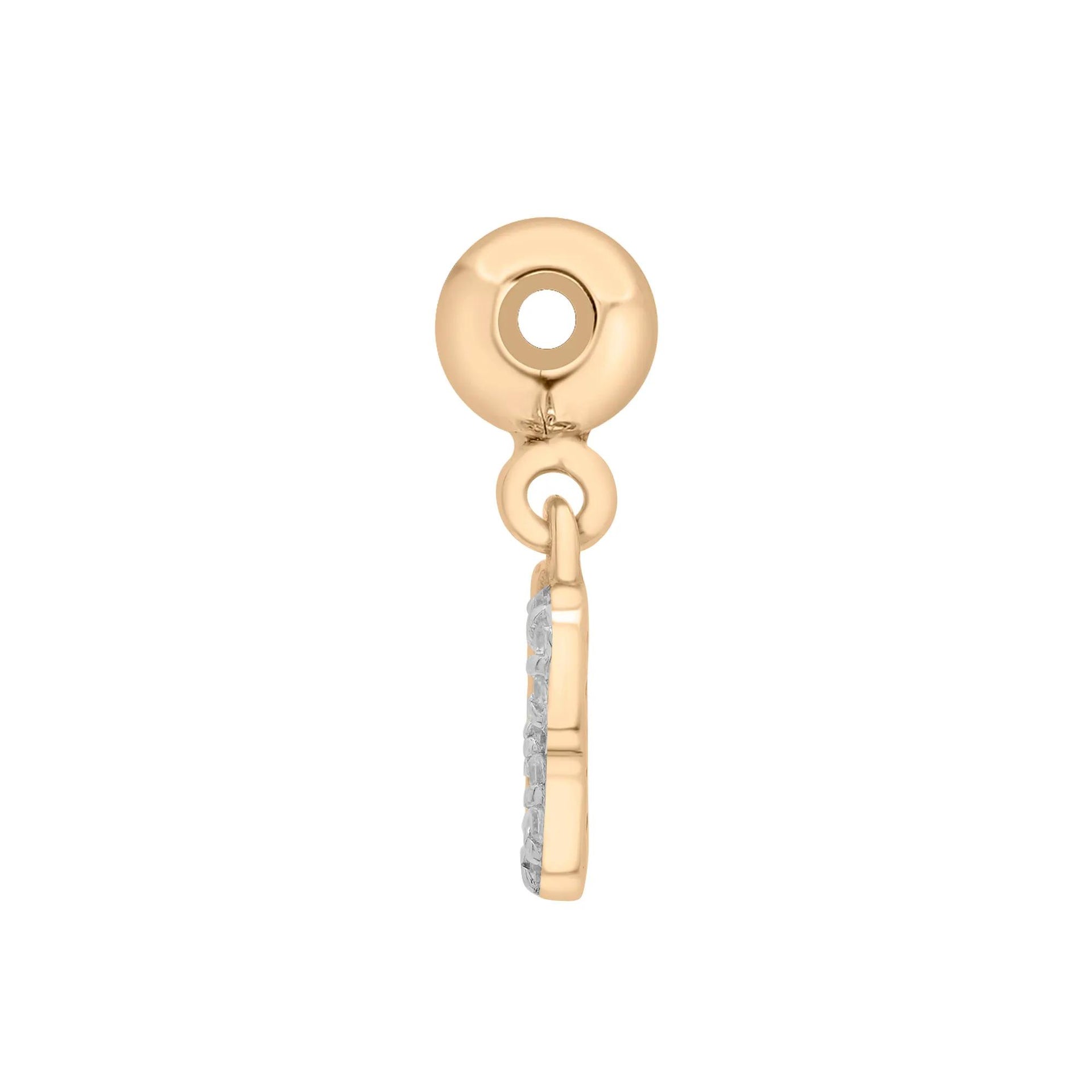 Diamond Accent Lucky Number 13 Bead Charm Vermeil Yellow Size 12.00mm
