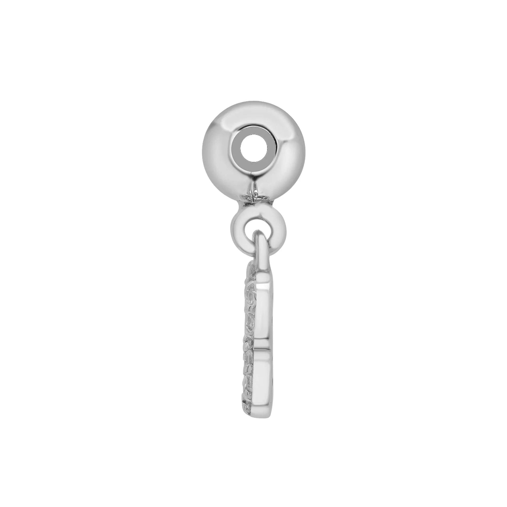 Diamond Accent Lucky Number 13 Bead Charm .925 Sterling Silver White Size 12.00mm