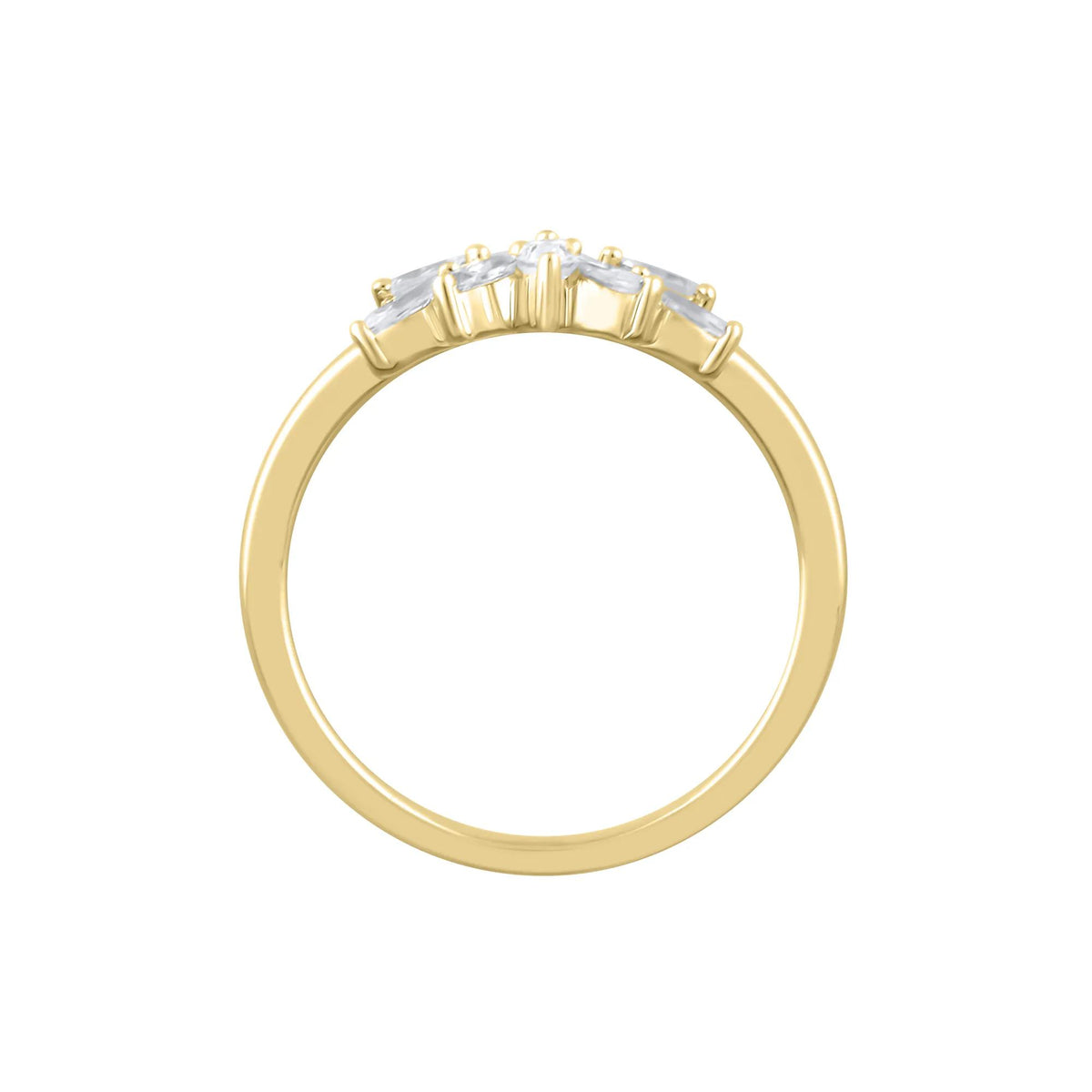 3/8 CT. Tw. Marquise-Cut Diamond Contour Band Ring 14K Yellow Gold Size 9 1mm