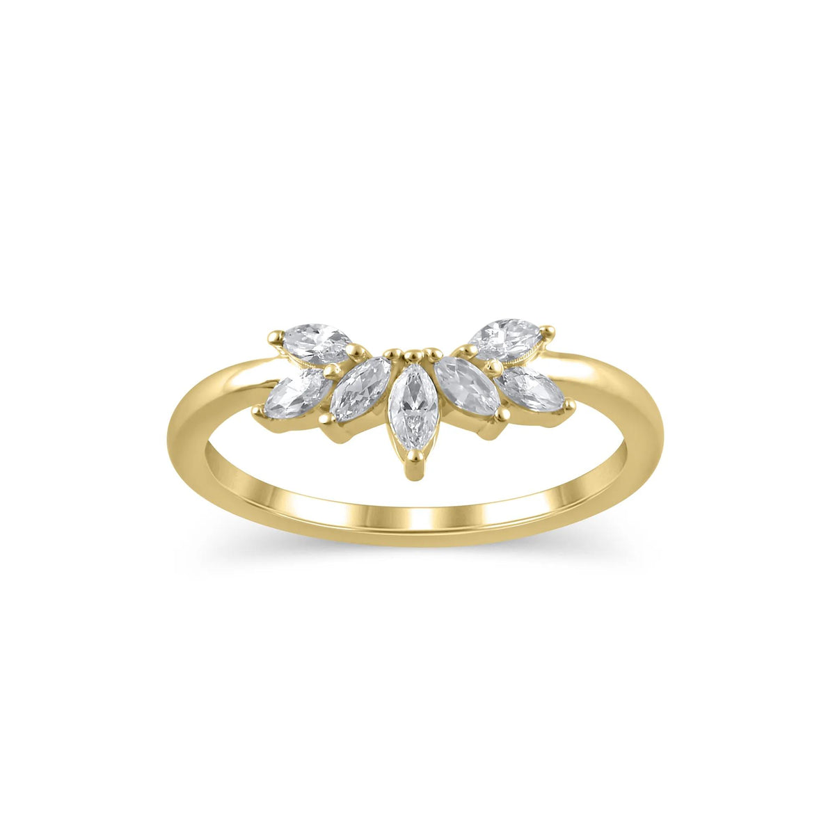3/8 CT. Tw. Marquise-Cut Diamond Contour Band Ring 14K Yellow Gold Size 9 1mm