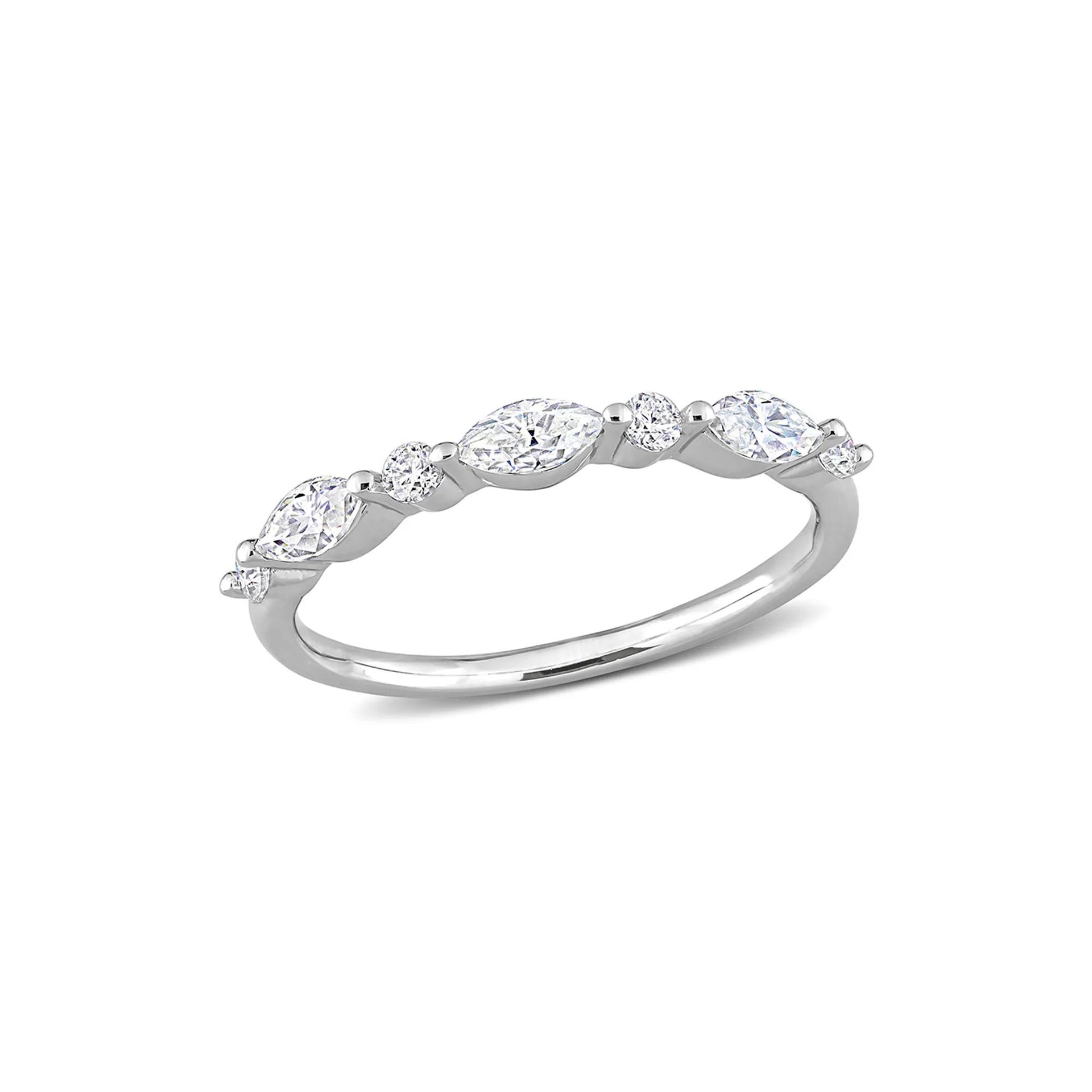 Marquise Moissanite Stacking Ring .925 Sterling Silver (1/2 CT. Dew) White Size 6