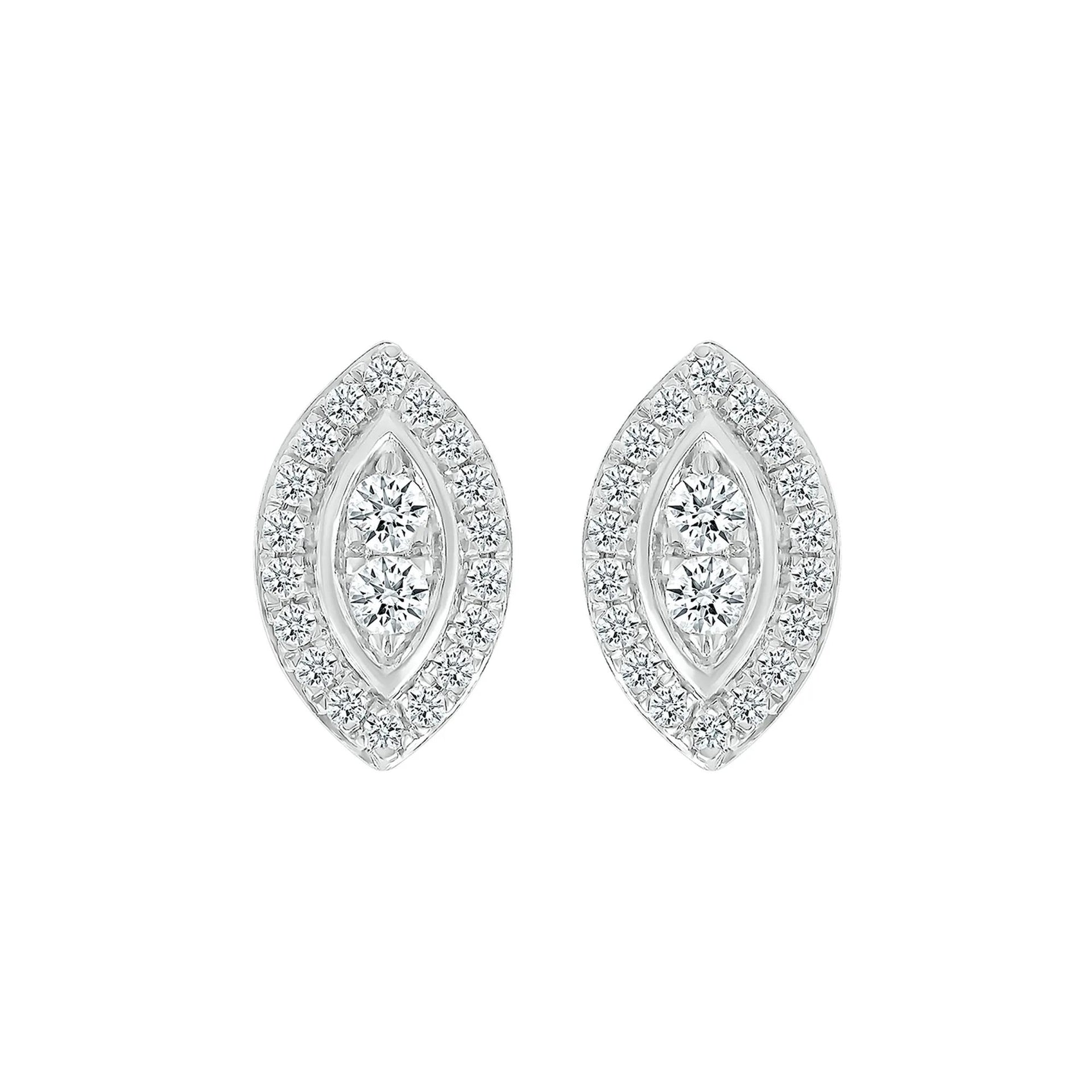 1/2 CT. Tw. Marquise-Shaped Multi-Diamond Stud Earrings 10K White Gold Size 8.00mm