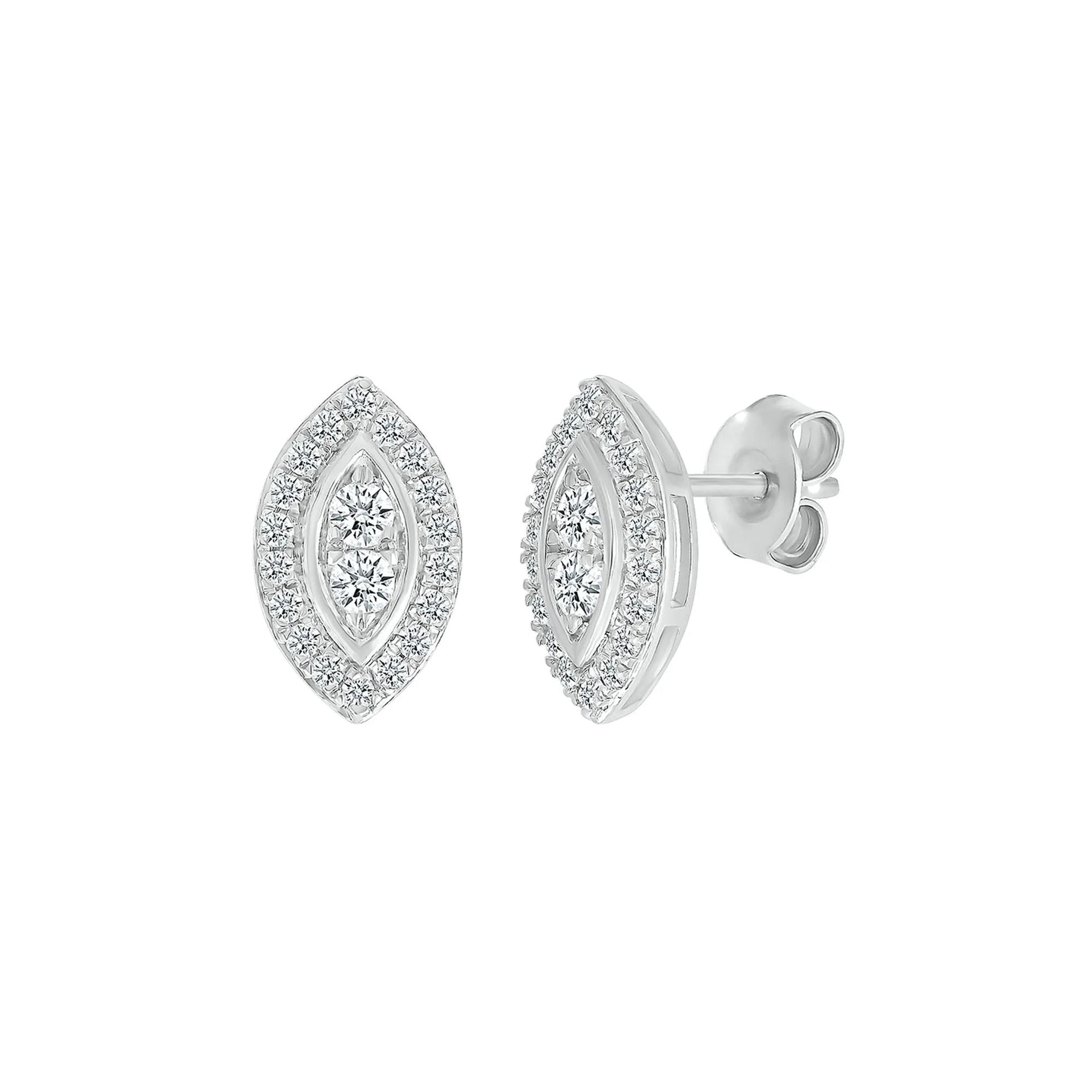 1/2 CT. Tw. Marquise-Shaped Multi-Diamond Stud Earrings 10K White Gold Size 8.00mm