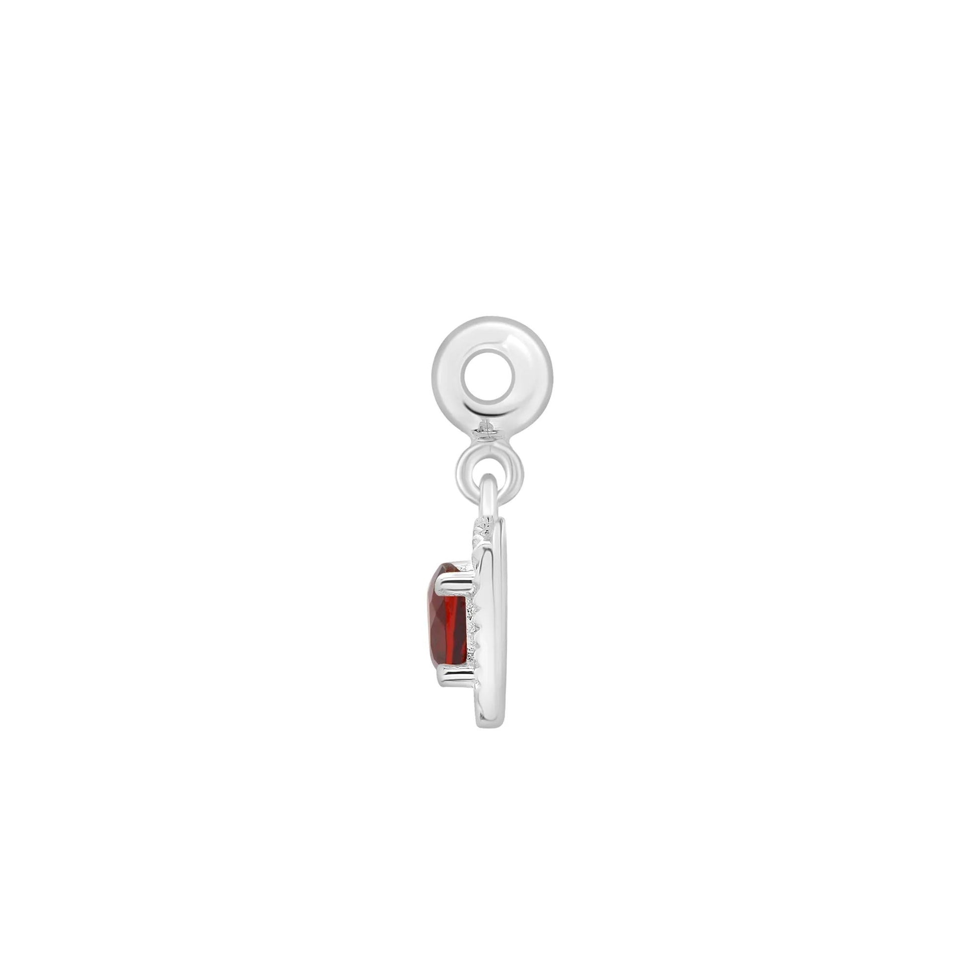 Garnet Medallion Birthstone Bead Charm .925 Sterling Silver White Size 13.00mm