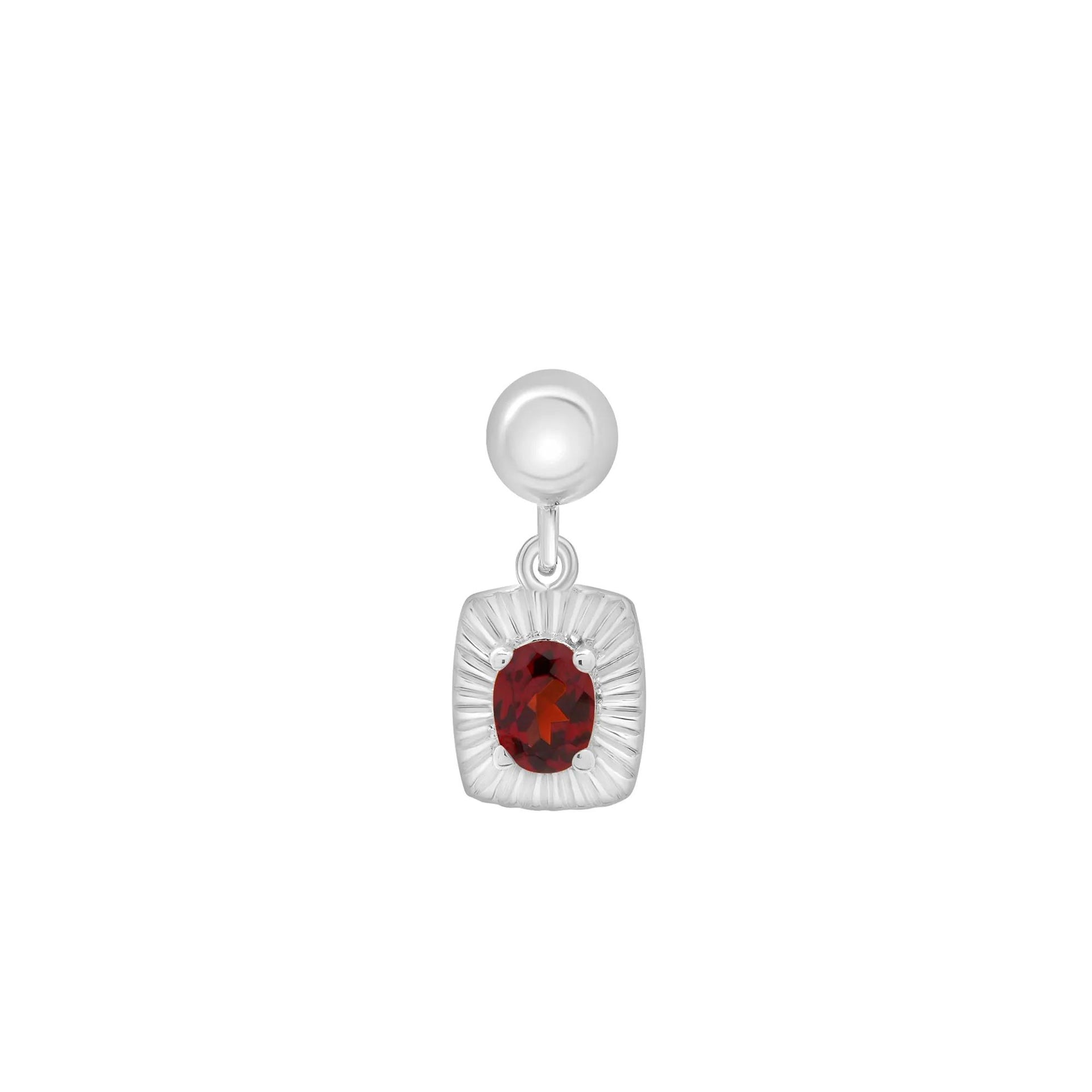 Garnet Medallion Birthstone Bead Charm .925 Sterling Silver White Size 13.00mm