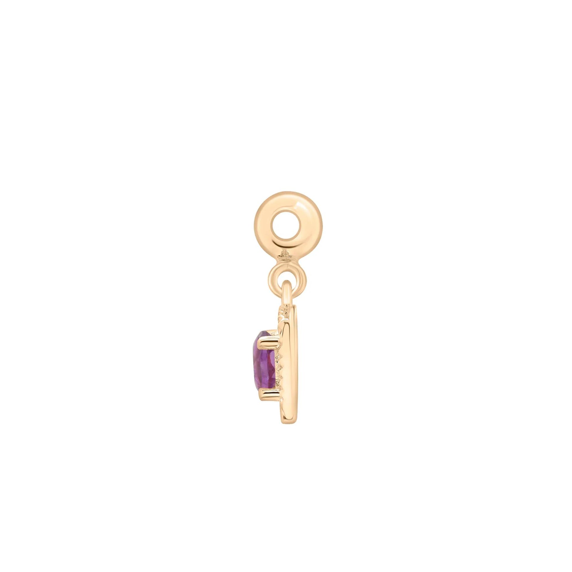 Amethyst Medallion Birthstone Bead Charm Vermeil Yellow Size 13.00mm