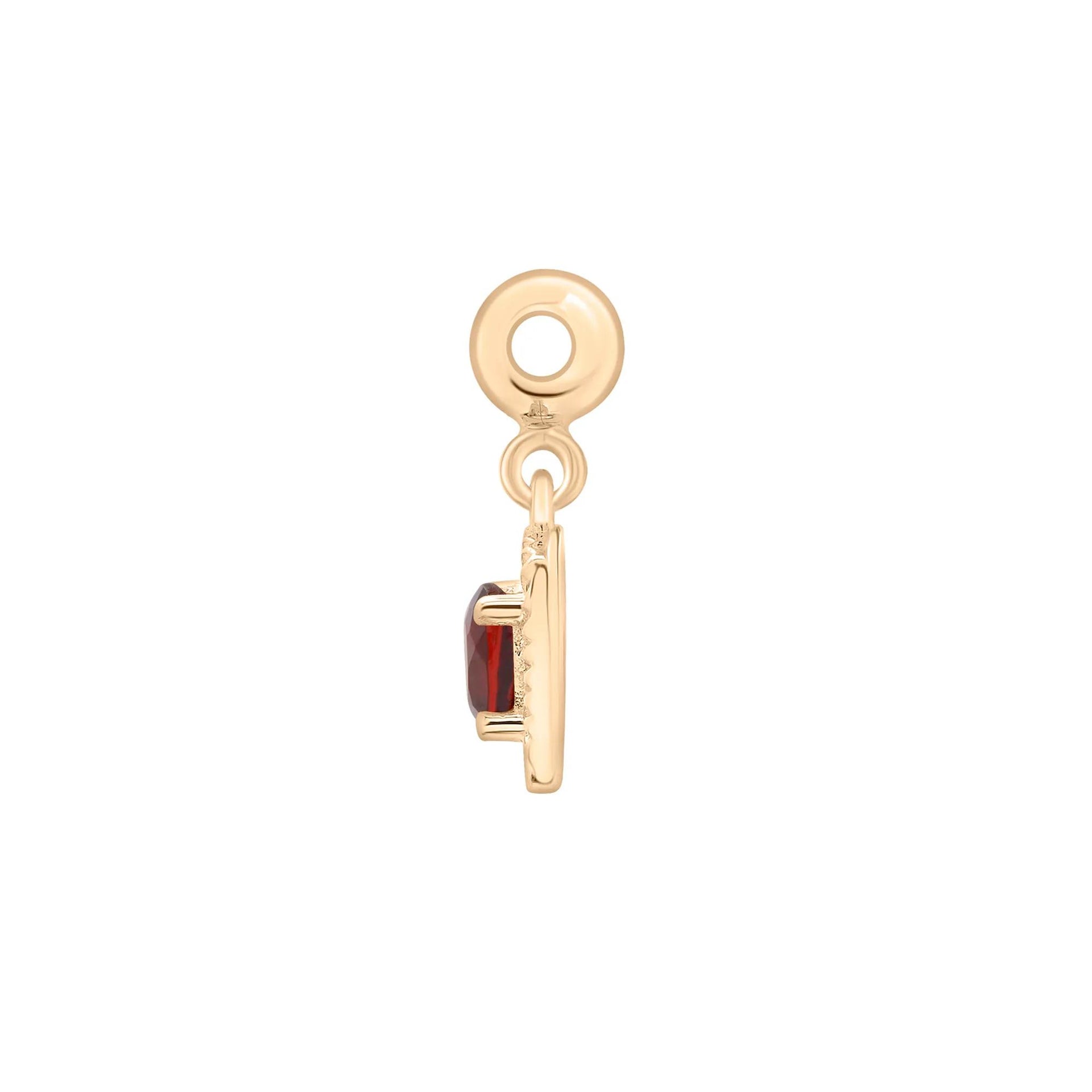 Garnet Medallion Birthstone Bead Charm Vermeil Yellow Size 13.00mm