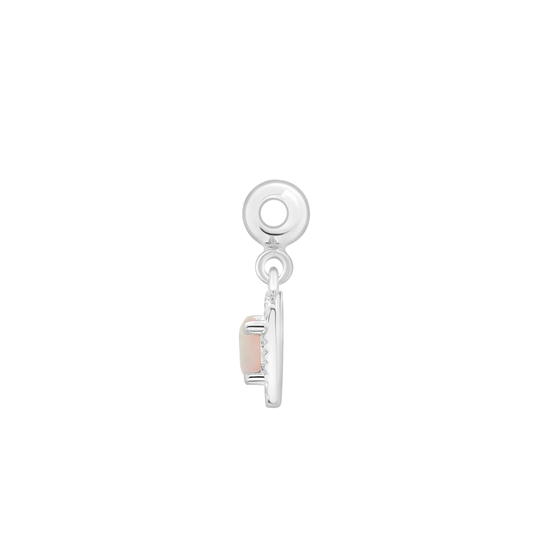 Lab-Created Opal Medallion Birthstone Bead Charm .925 Sterling Silver White Size 13.00mm