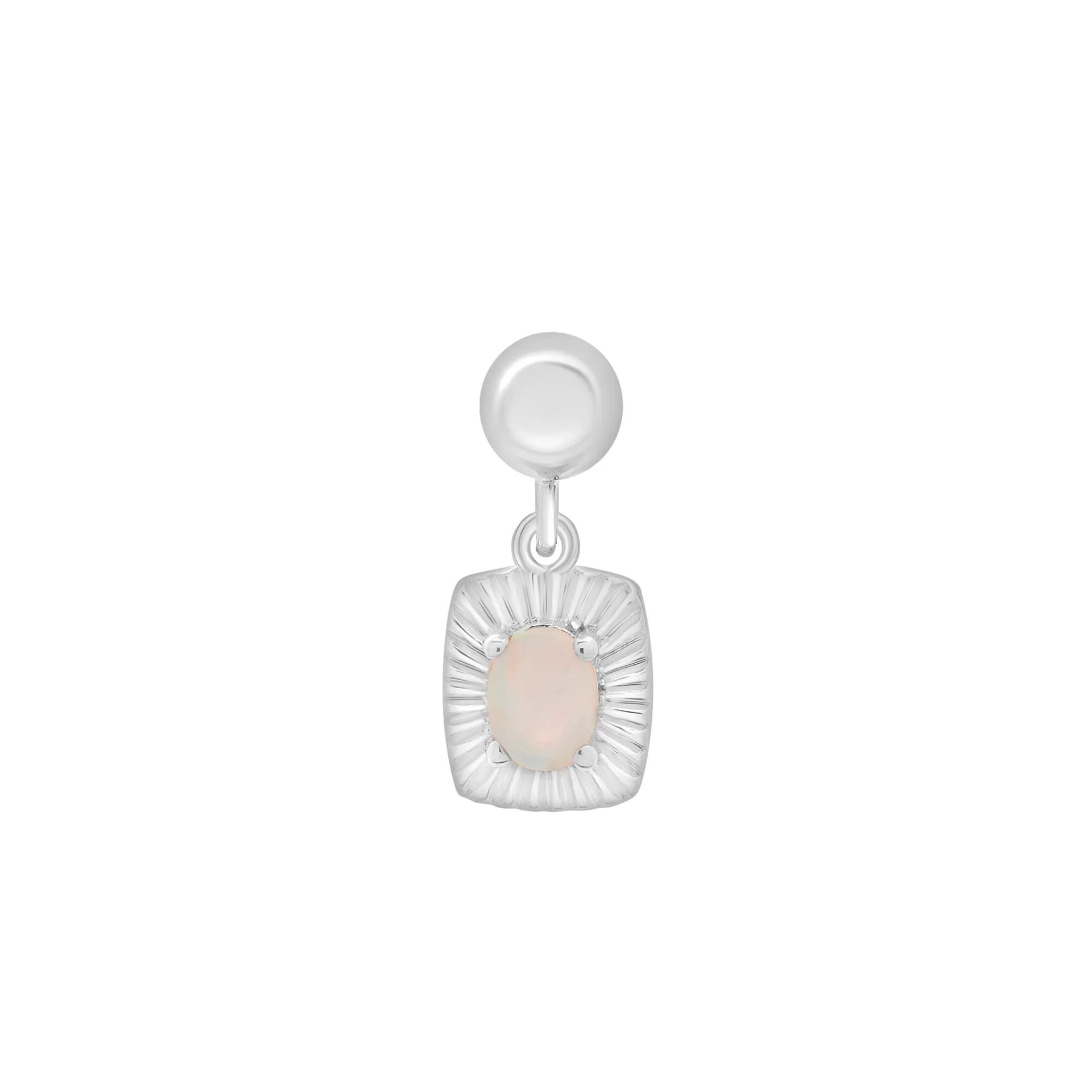 Lab-Created Opal Medallion Birthstone Bead Charm .925 Sterling Silver White Size 13.00mm