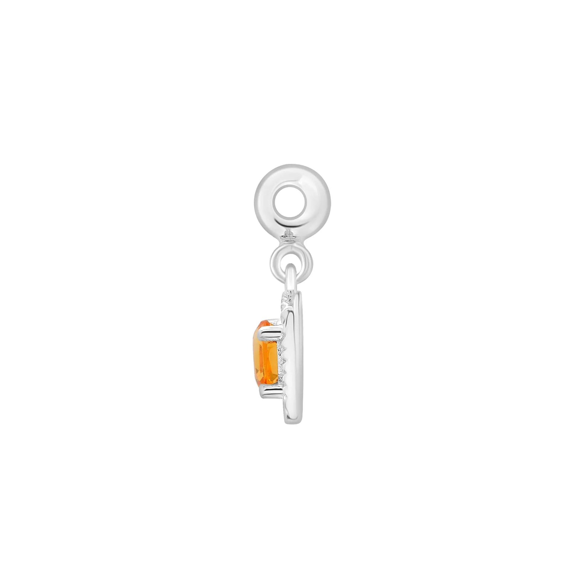 Citrine Medallion Birthstone Bead Charm .925 Sterling Silver White Size 13.00mm