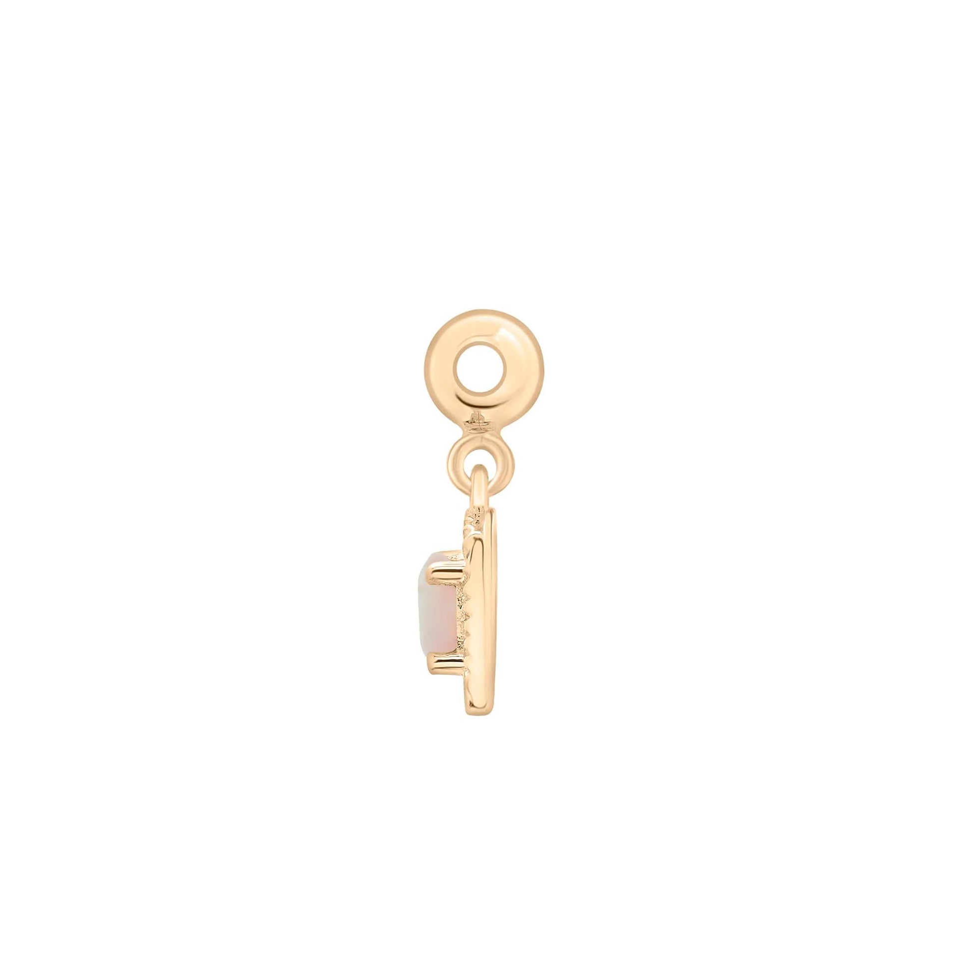 Lab-Created Opal Medallion Birthstone Bead Charm Vermeil Yellow Size 13.00mm