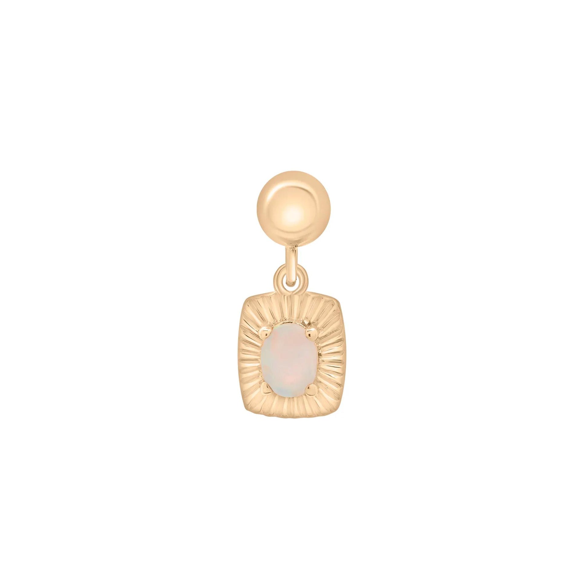Lab-Created Opal Medallion Birthstone Bead Charm Vermeil Yellow Size 13.00mm