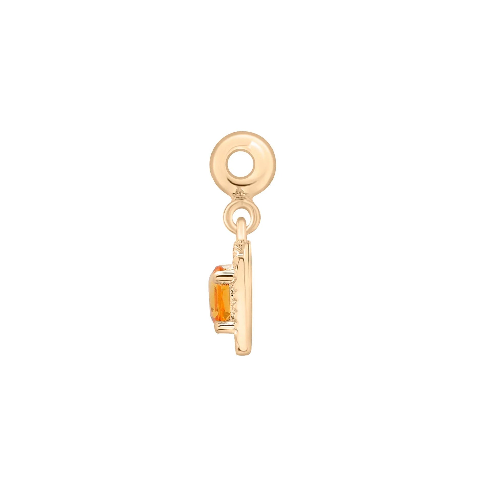 Citrine Medallion Birthstone Bead Charm Vermeil Yellow Size 13.00mm