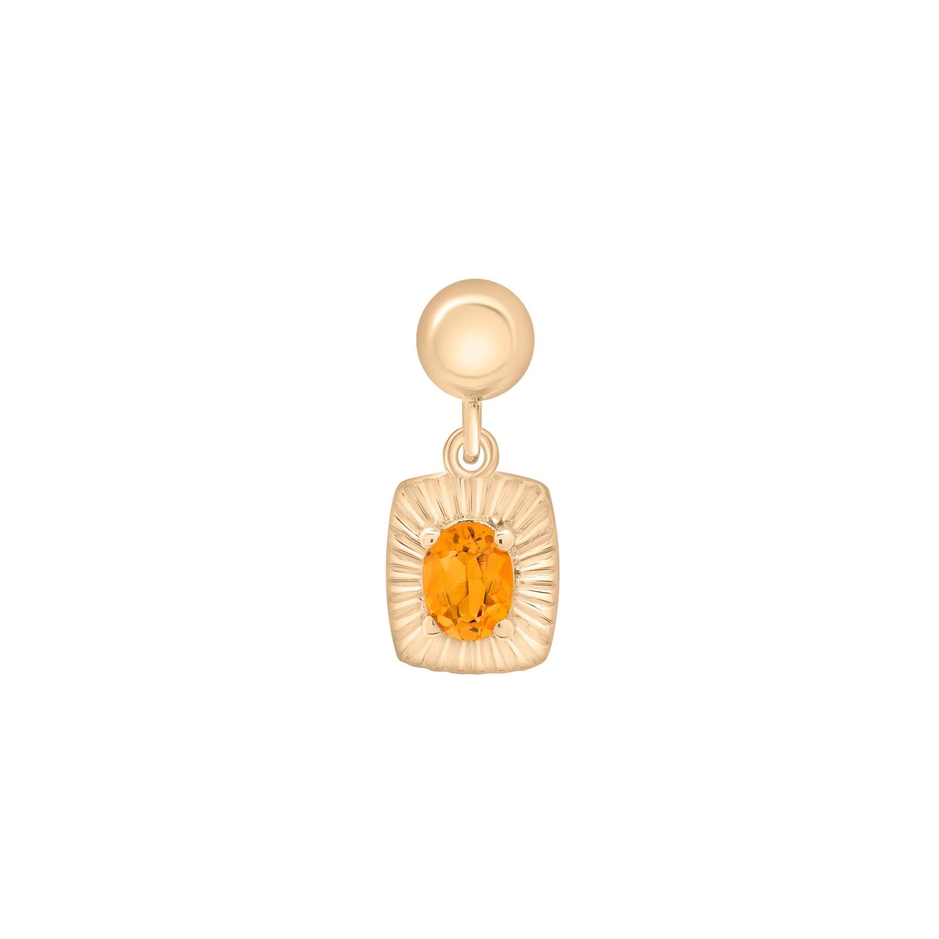 Citrine Medallion Birthstone Bead Charm Vermeil Yellow Size 13.00mm