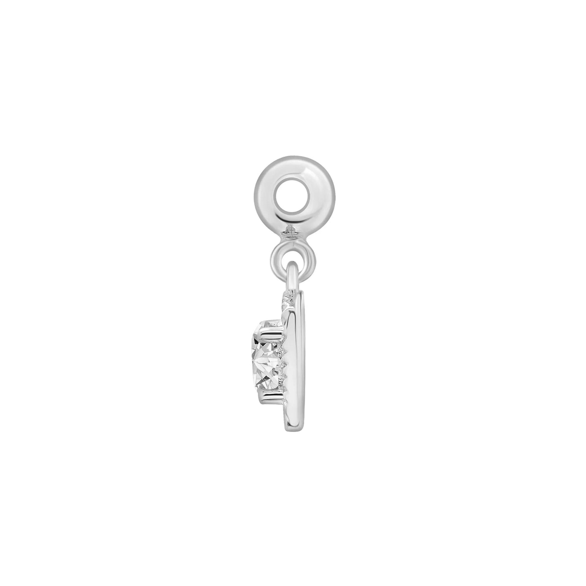Lab-Created White Sapphire Medallion Birthstone Bead Charm .925 Sterling Silver Size 13.00mm