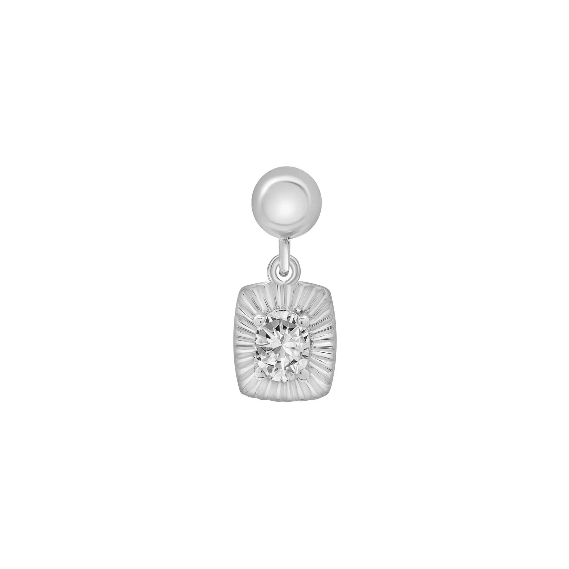Lab-Created White Sapphire Medallion Birthstone Bead Charm .925 Sterling Silver Size 13.00mm