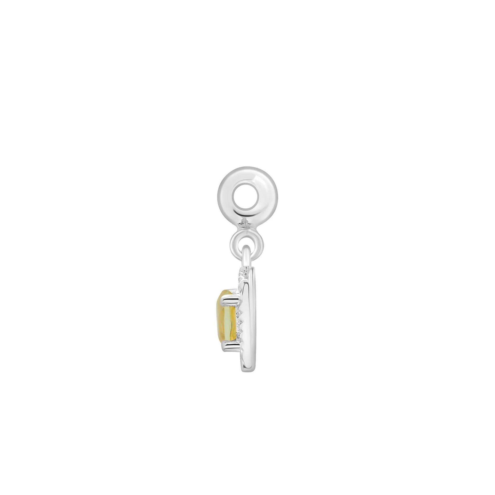 Peridot Medallion Birthstone Bead Charm .925 Sterling Silver White Size 13.00mm