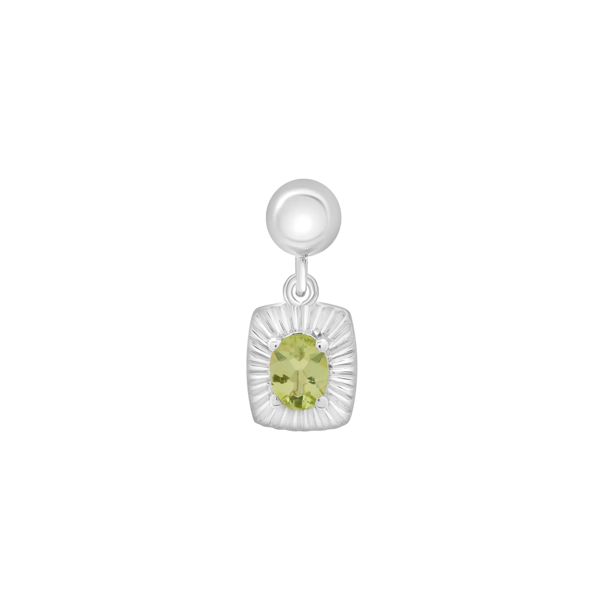 Peridot Medallion Birthstone Bead Charm .925 Sterling Silver White Size 13.00mm