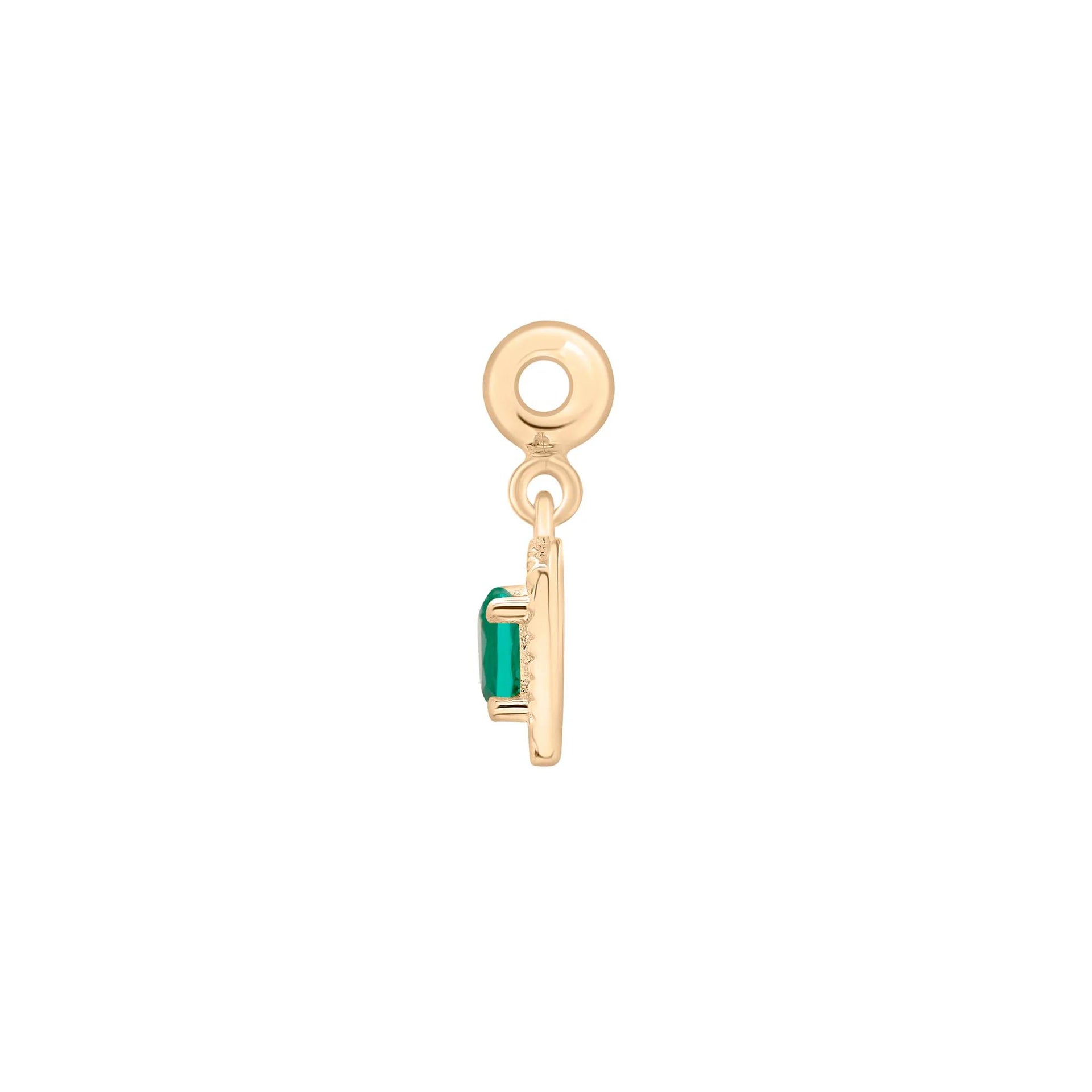 Lab-Created Emerald Medallion Birthstone Bead Charm Vermeil Yellow Size 13.00mm