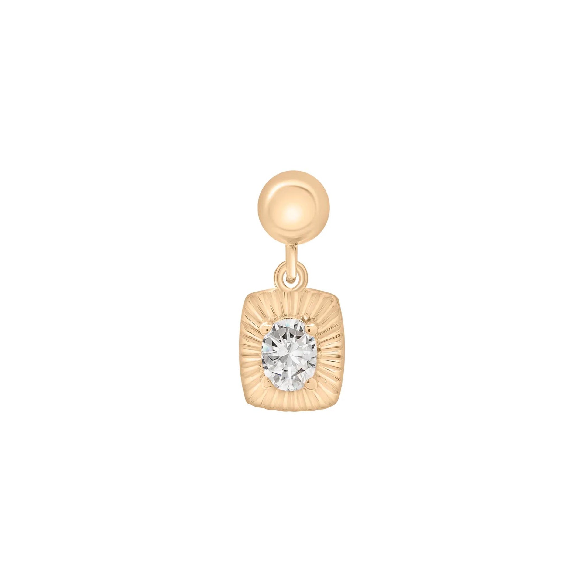 Lab-Created White Sapphire Medallion Birthstone Bead Charm Vermeil Yellow Size 13.00mm