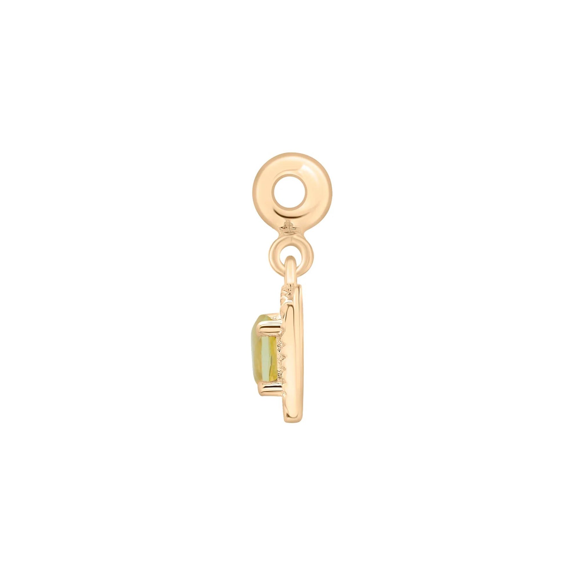 Peridot Medallion Birthstone Bead Charm Vermeil Yellow Size 13.00mm