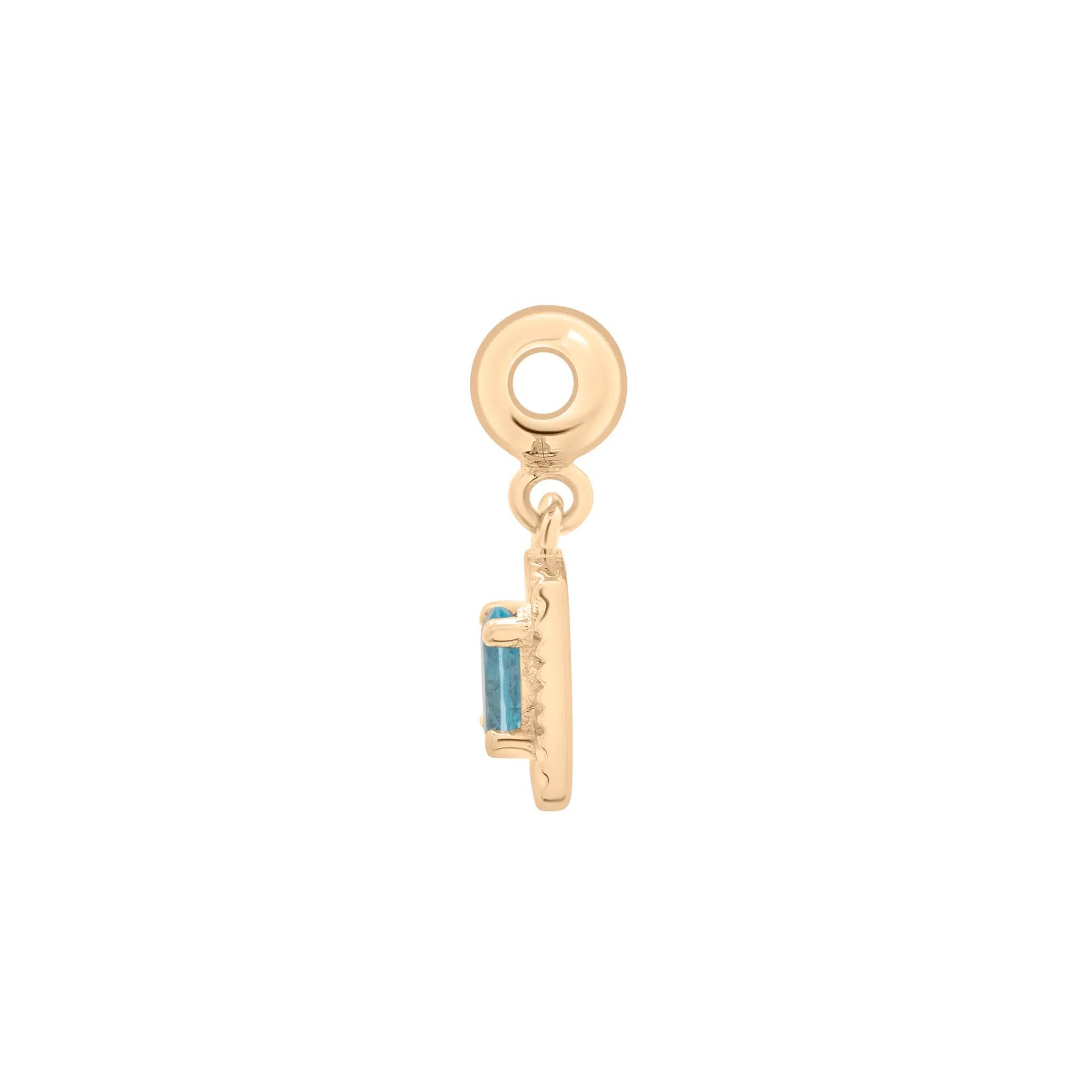 Blue Topaz Medallion Birthstone Bead Charm Vermeil Yellow Size 13.00mm