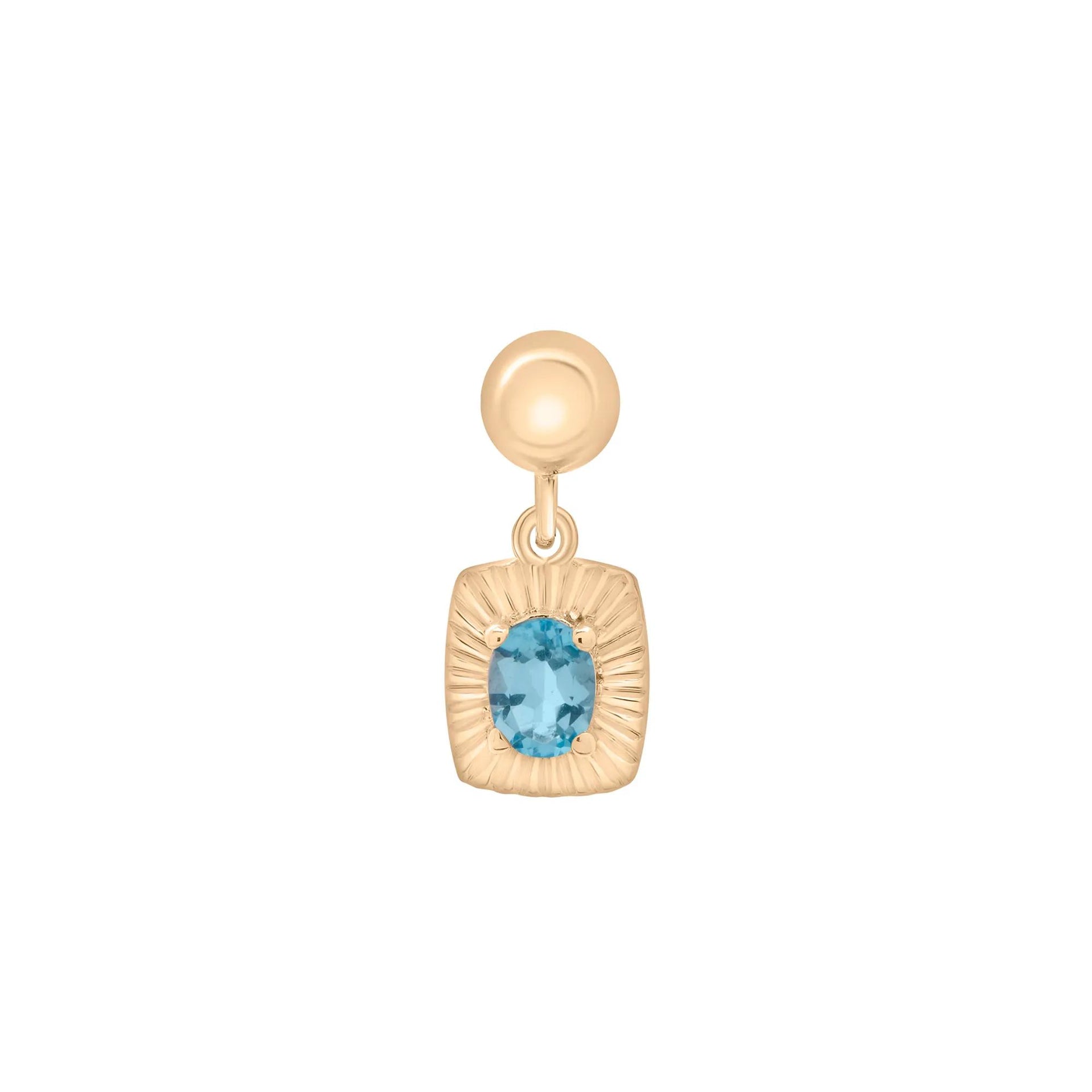 Blue Topaz Medallion Birthstone Bead Charm Vermeil Yellow Size 13.00mm