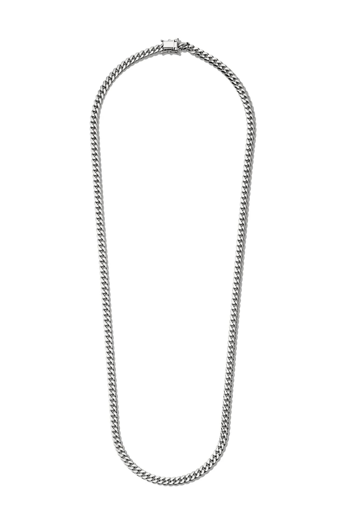 Miami Cuban Chain 14K White Gold 24" Necklace Size 22"