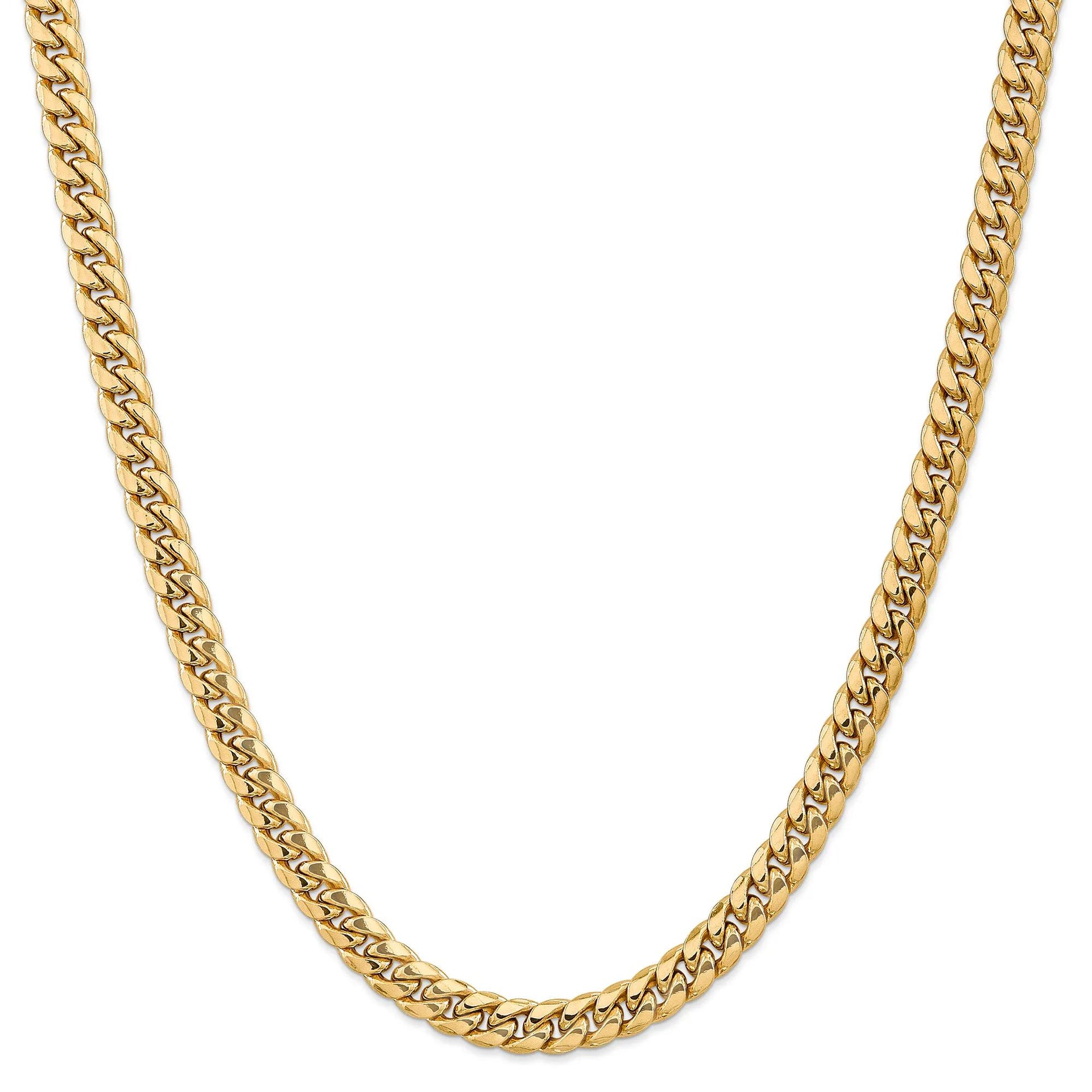 Miami Cuban Chain 14K Yellow Gold Necklace Size 24"