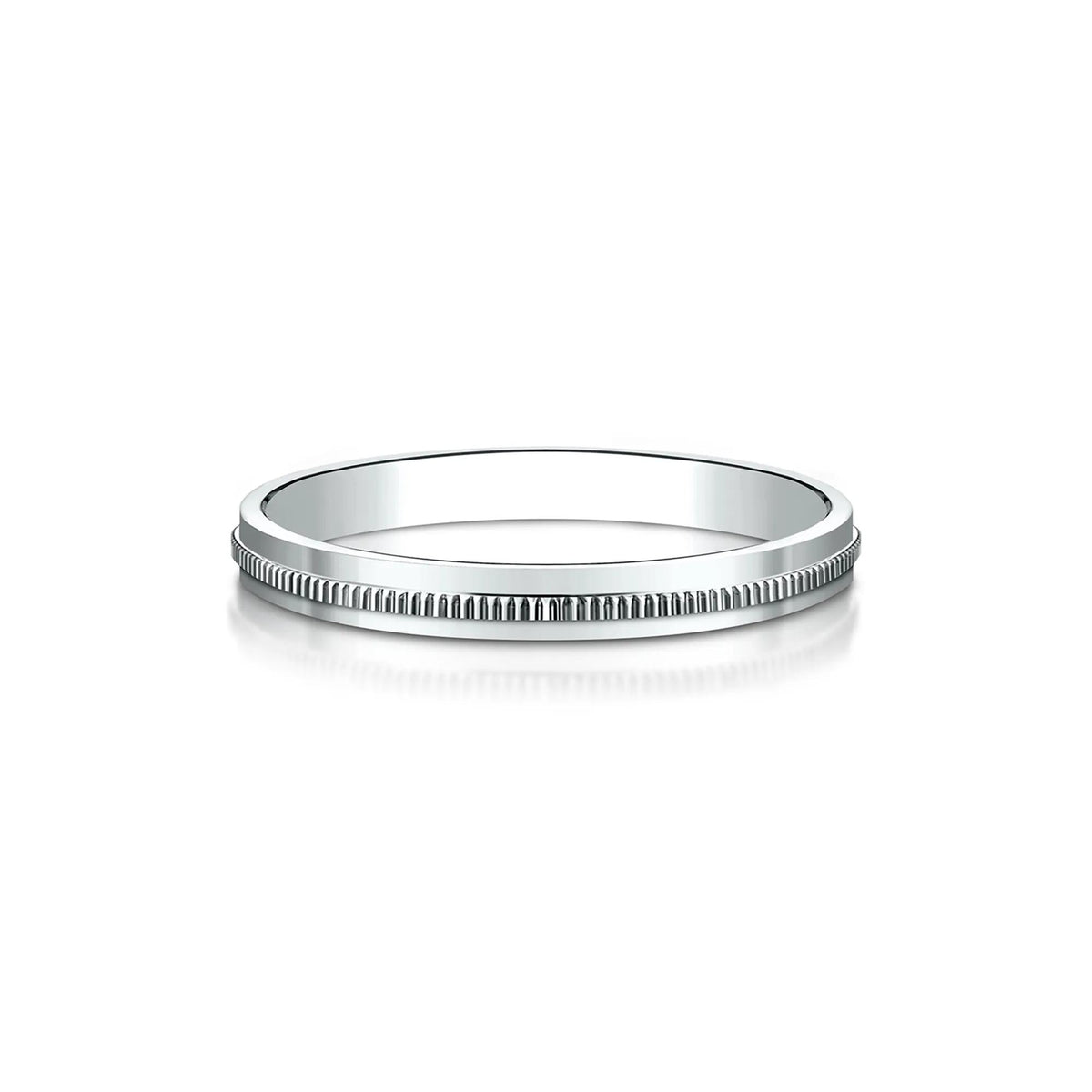 Milgrain Wedding Band Ring 14K White Gold Size 12.5 2mm