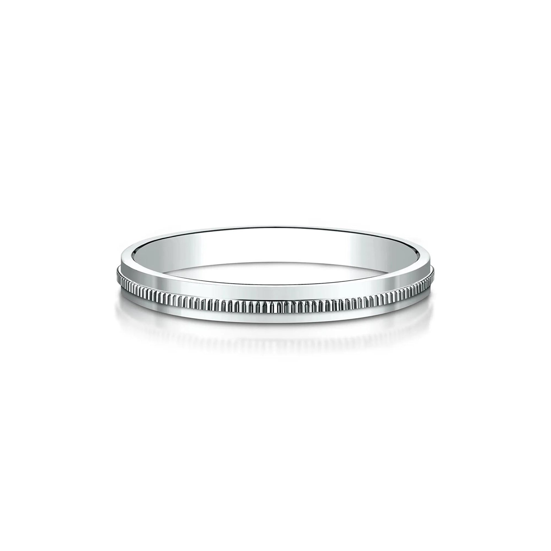 Milgrain Wedding Band Ring 14K White Gold Size 14.5 2mm