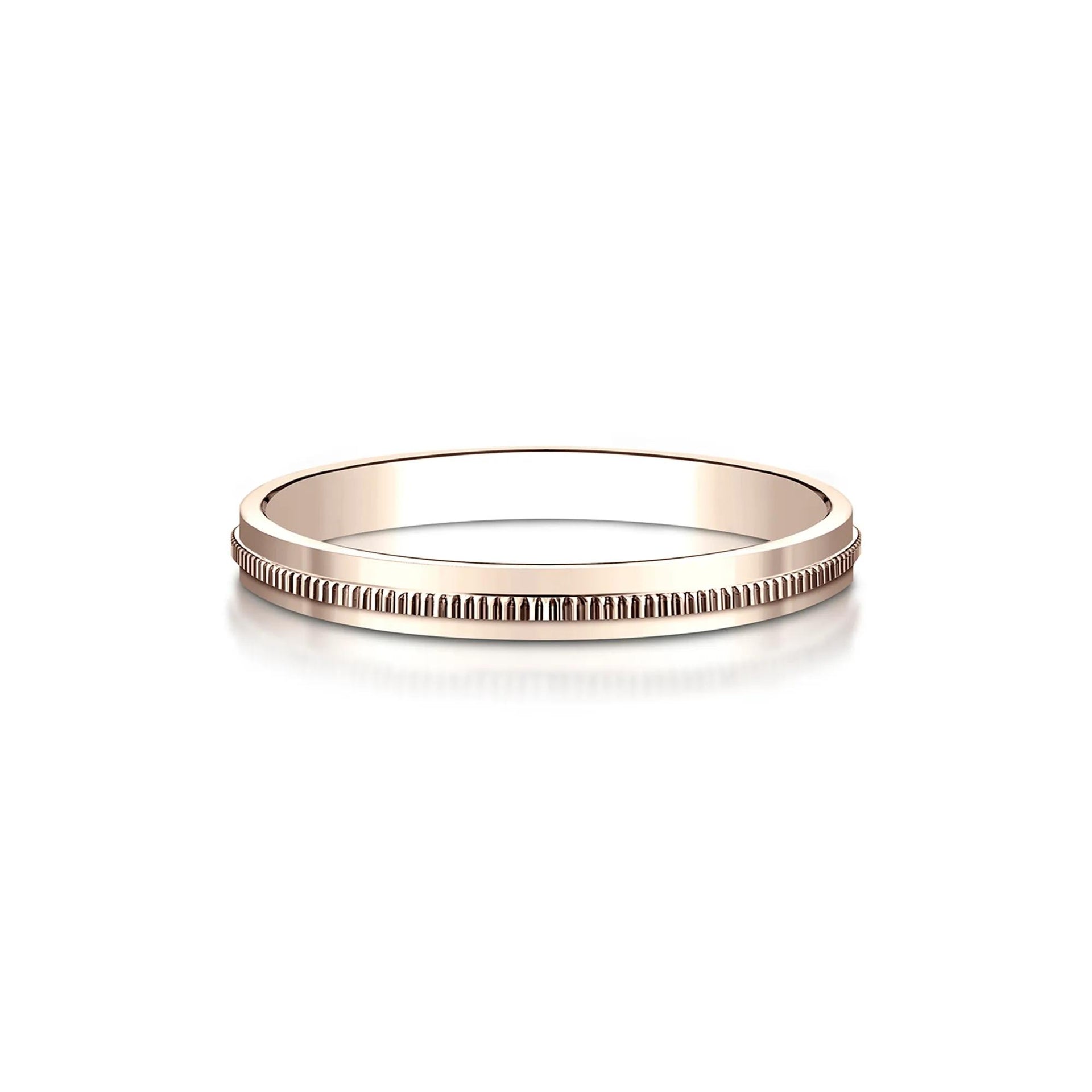 Milgrain Wedding Band Ring 14K Rose Gold Size 14.5 2mm